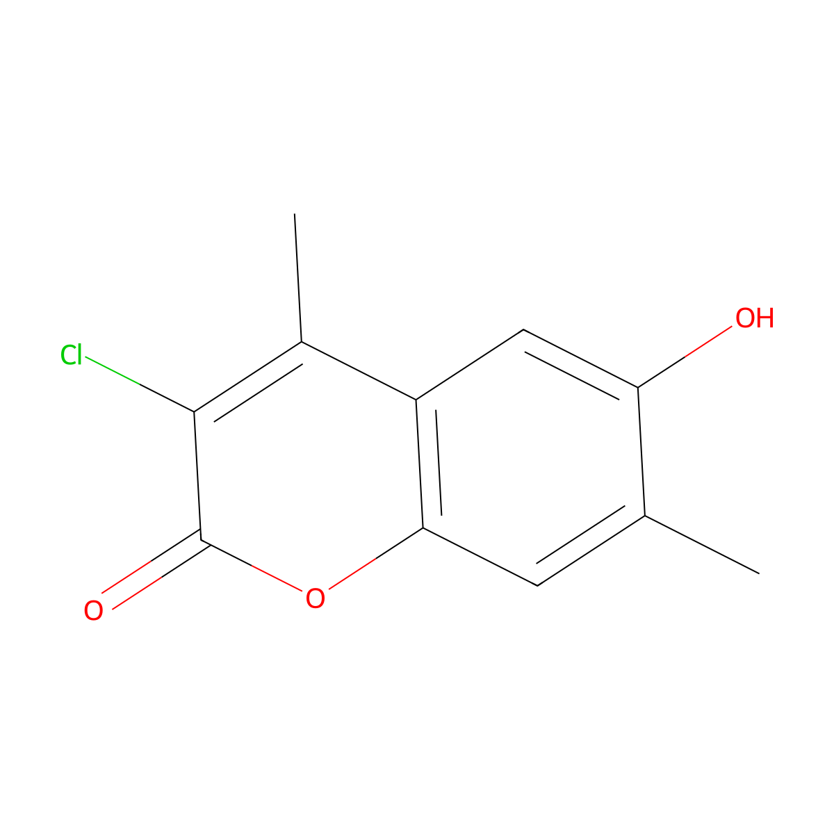 3-Chloro-6-hydroxy-4,7-dimethyl-2H-1-benzopyran-2-one molecular structure, CAS 156638-48-1