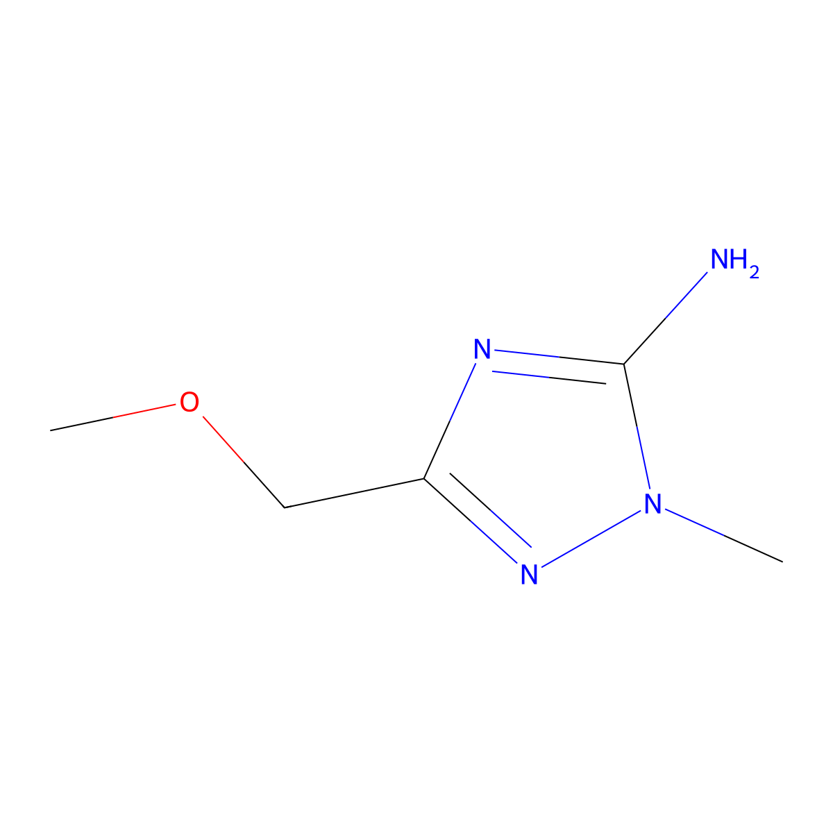 3-(methoxymethyl)-1-methyl-1H-1,2,4-triazol-5-amine molecular structure, CAS 1566390-18-8