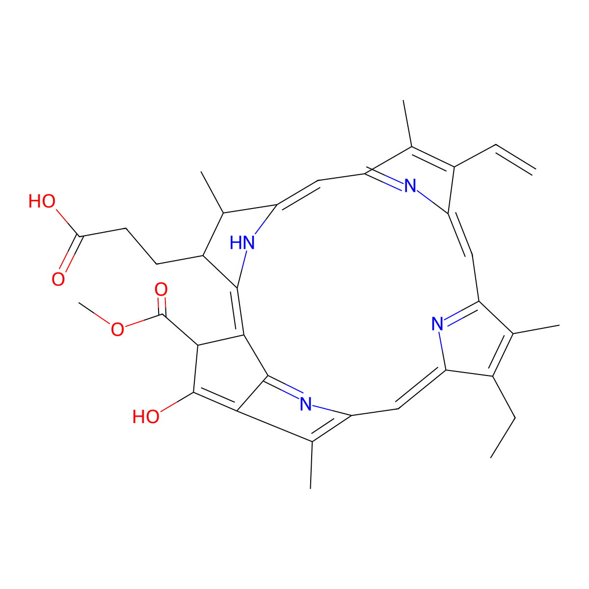 Pheophorbide a molecular structure, CAS 15664-29-6