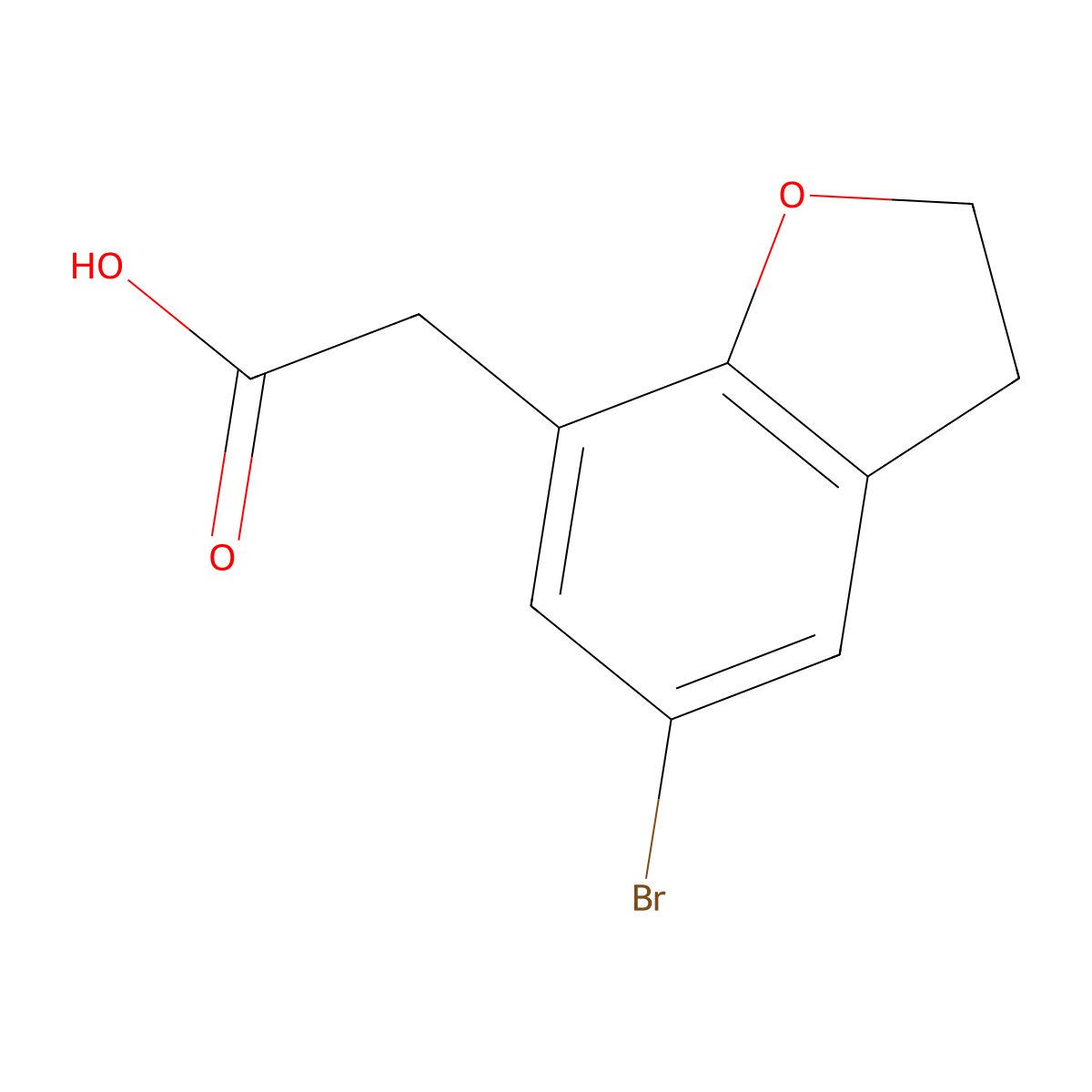 2-(5-Bromo-2,3-dihydro-1-benzofuran-7-yl)acetic acid molecular structure, CAS 1566403-84-6