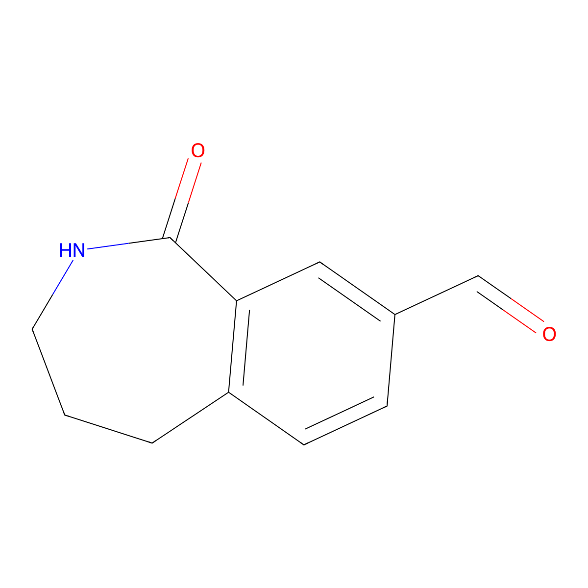 1-oxo-2,3,4,5-tetrahydro-1H-2-benzazepine-8-carbaldehyde molecular structure, CAS 1566411-12-8