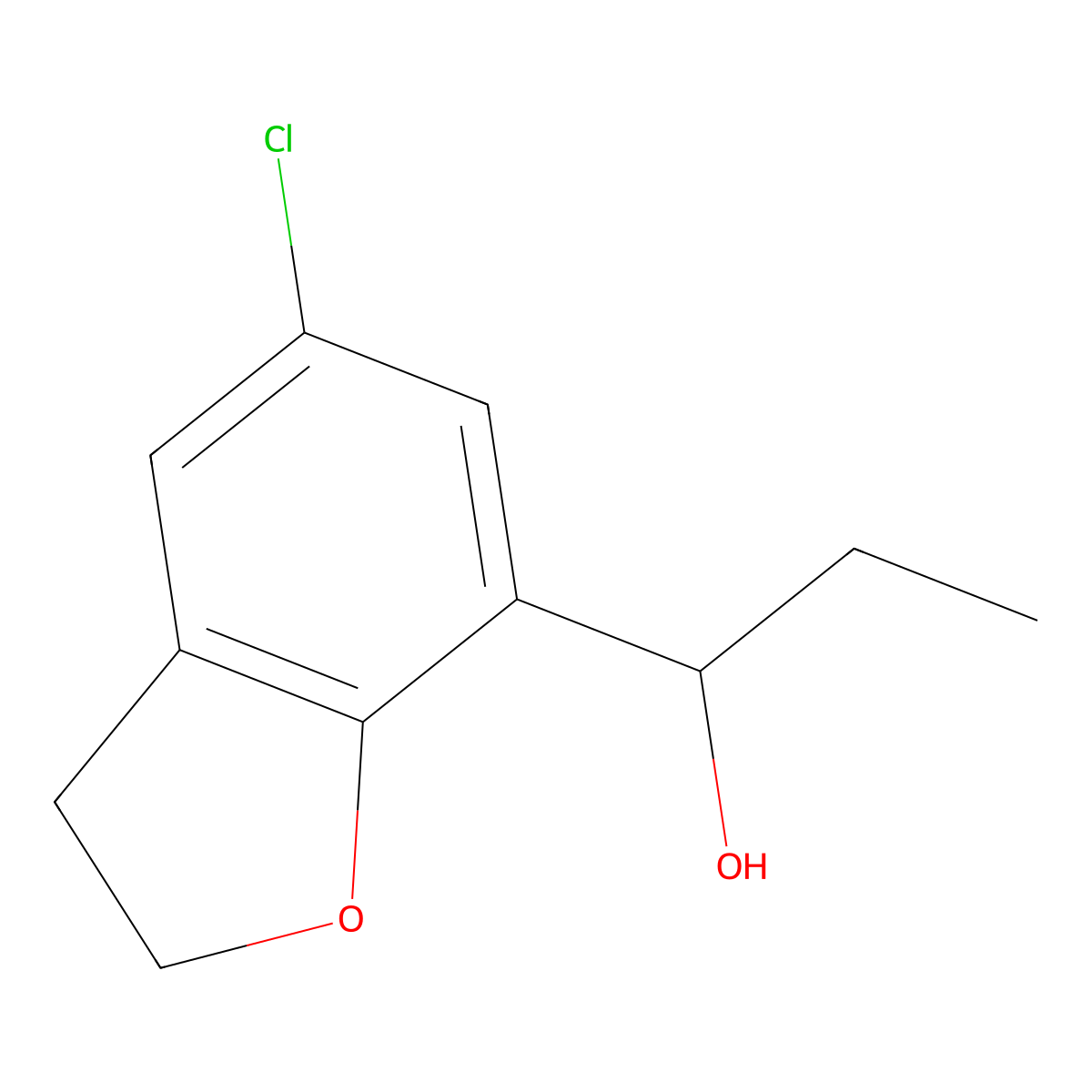 1-(5-Chloro-2,3-dihydro-1-benzofuran-7-yl)propan-1-ol molecular structure, CAS 1566411-18-4