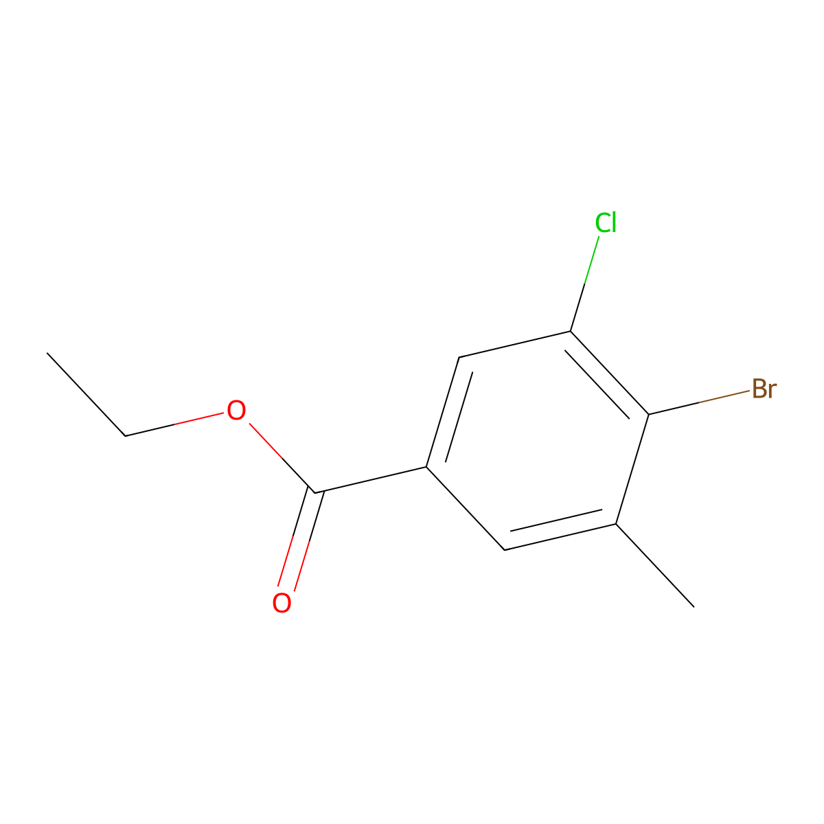 Ethyl 4-bromo-3-chloro-5-methylbenzoate molecular structure, CAS 1566423-23-1