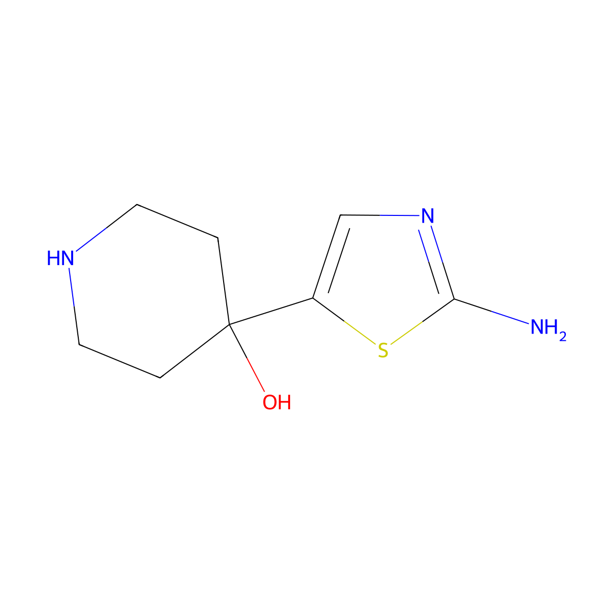 4-(2-Amino-1,3-thiazol-5-yl)piperidin-4-ol molecular structure, CAS 1566448-06-3
