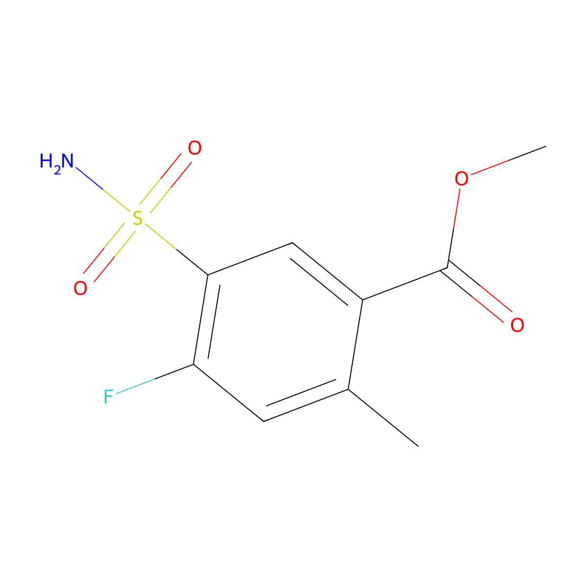 Methyl 4-fluoro-2-methyl-5-sulfamoylbenzoate molecular structure, CAS 1566449-03-3