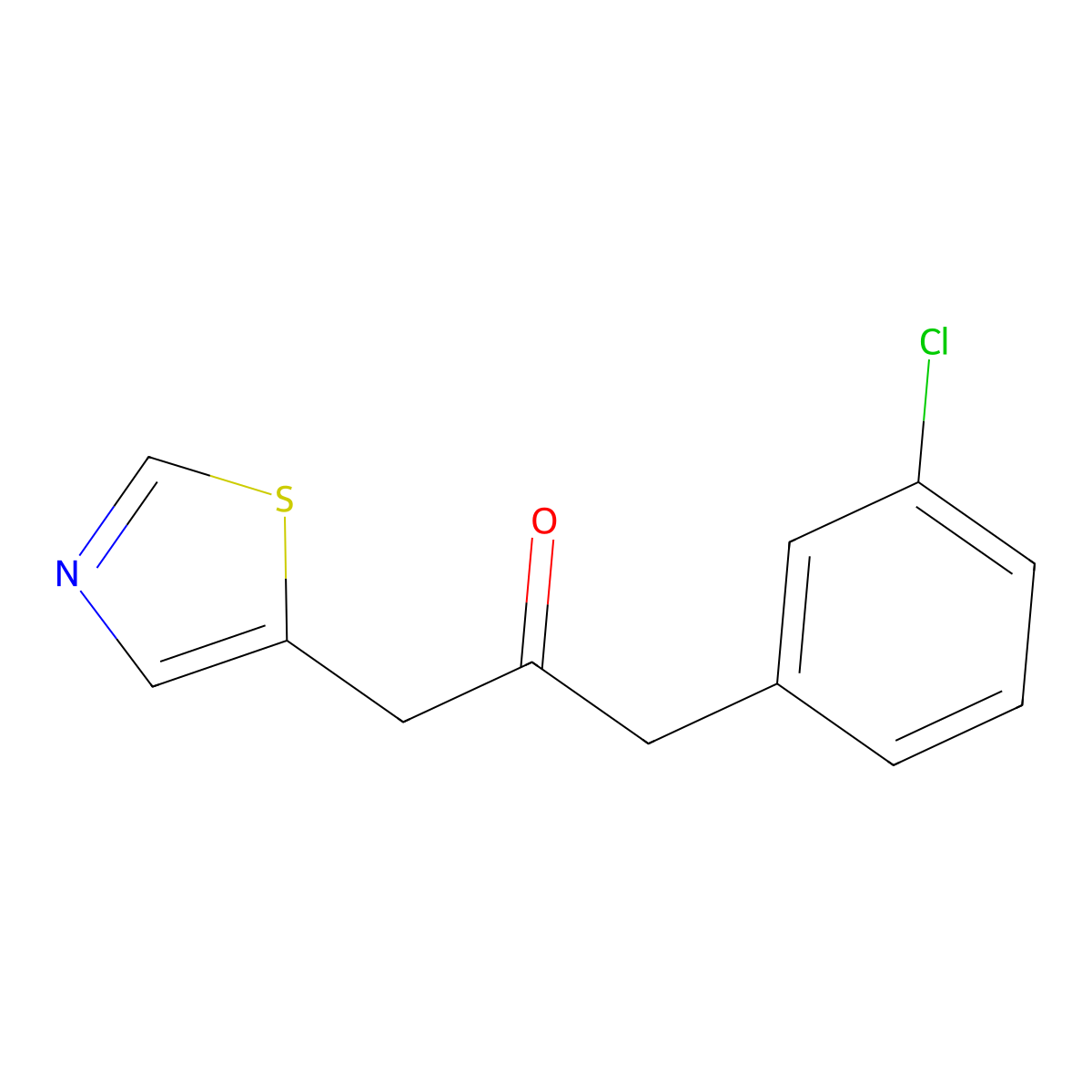 1-(3-Chlorophenyl)-3-(1,3-thiazol-5-yl)propan-2-one molecular structure, CAS 1566453-26-6
