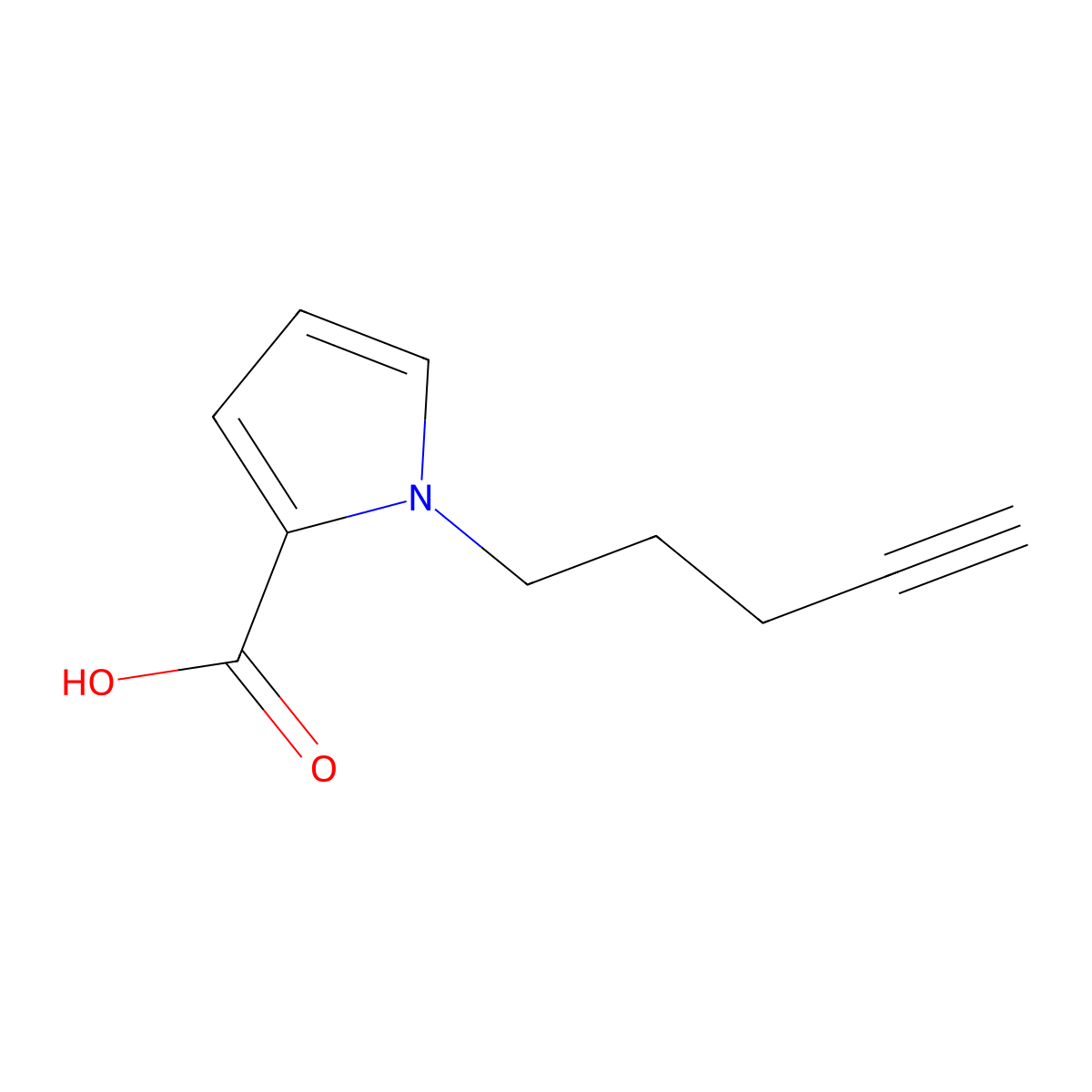 1-(pent-4-yn-1-yl)-1H-pyrrole-2-carboxylic acid molecular structure, CAS 1566496-92-1