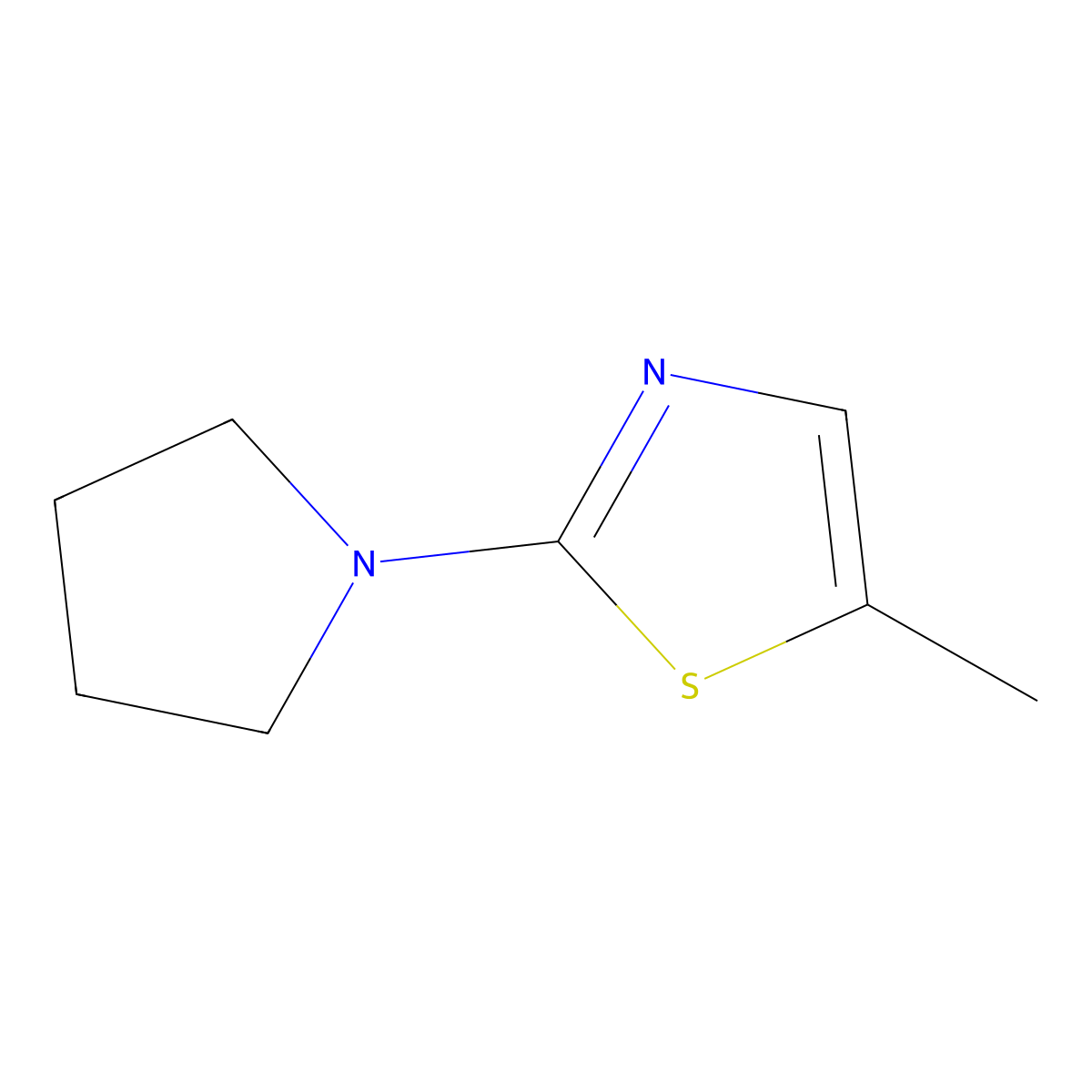 5-Methyl-2-(pyrrolidin-1-yl)-1,3-thiazole molecular structure, CAS 1566532-13-5