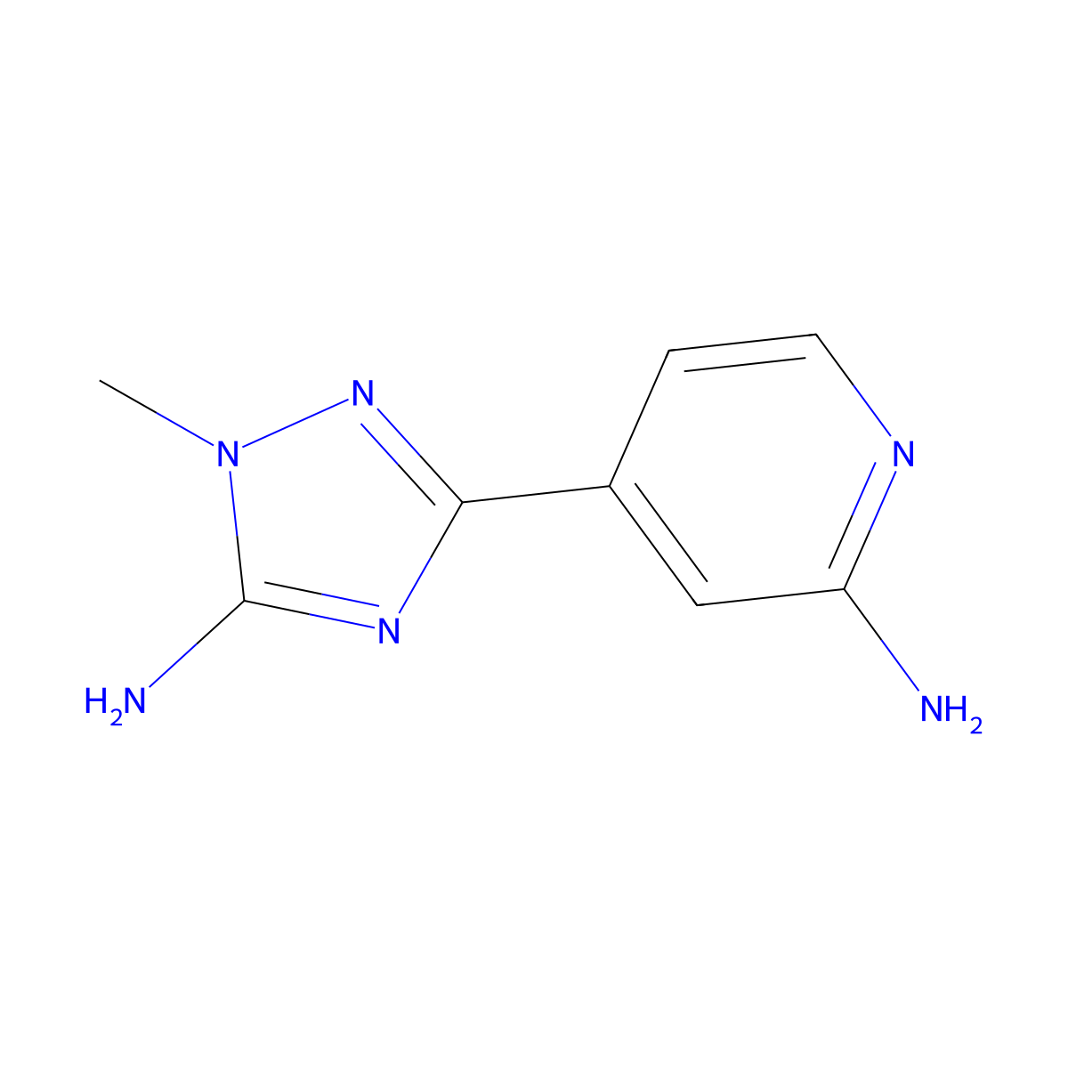 4-(5-amino-1-methyl-1H-1,2,4-triazol-3-yl)pyridin-2-amine molecular structure, CAS 1566546-85-7