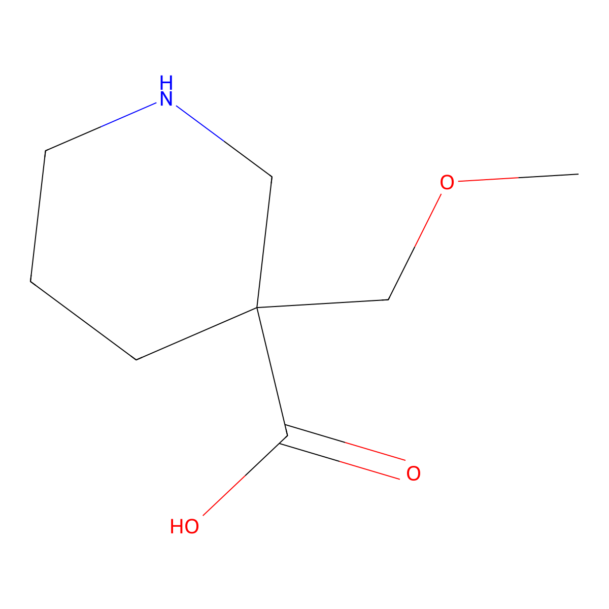 3-(Methoxymethyl)piperidine-3-carboxylic acid molecular structure, CAS 1566549-60-7