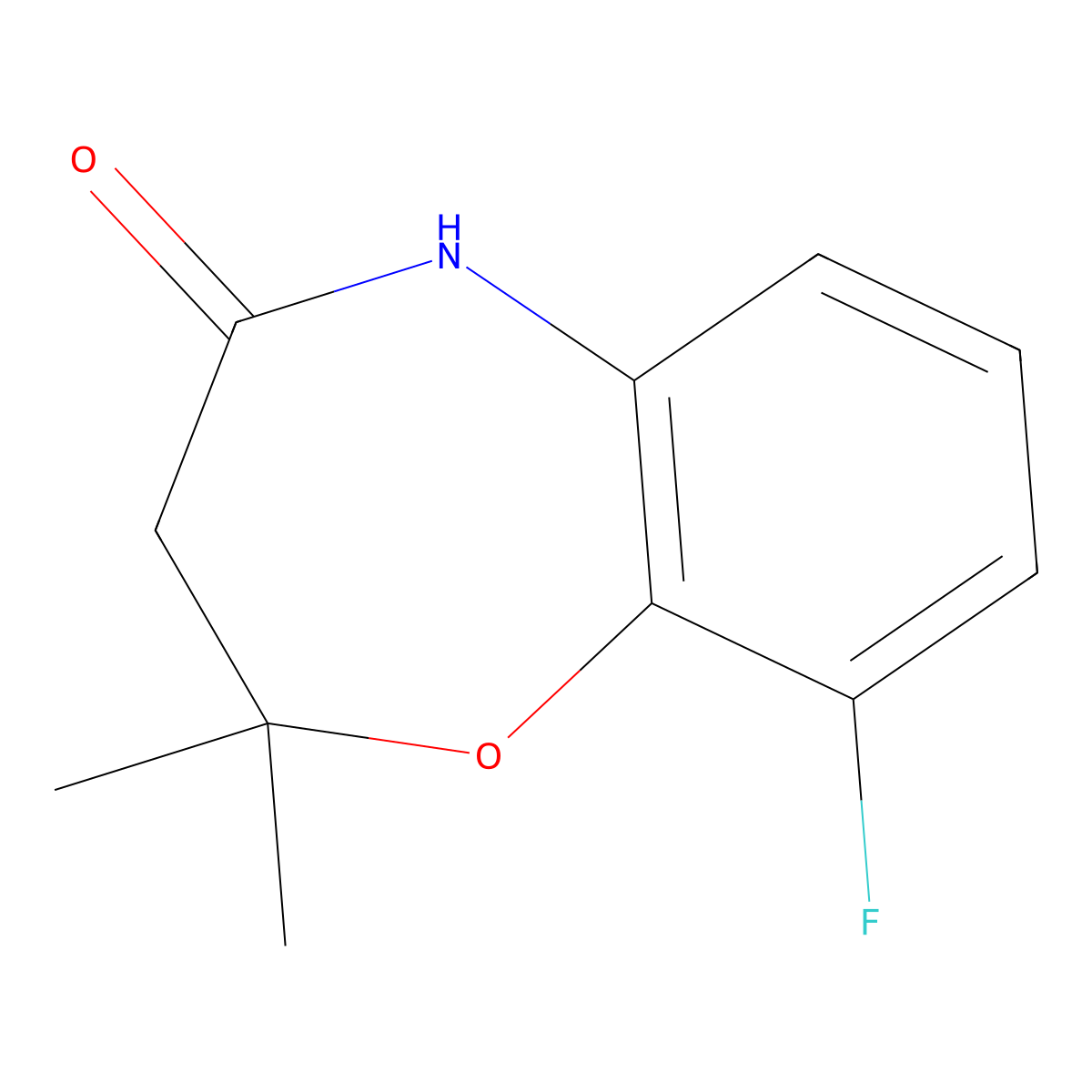 9-Fluoro-2,2-dimethyl-2,3,4,5-tetrahydro-1,5-benzoxazepin-4-one molecular structure, CAS 1566564-06-4