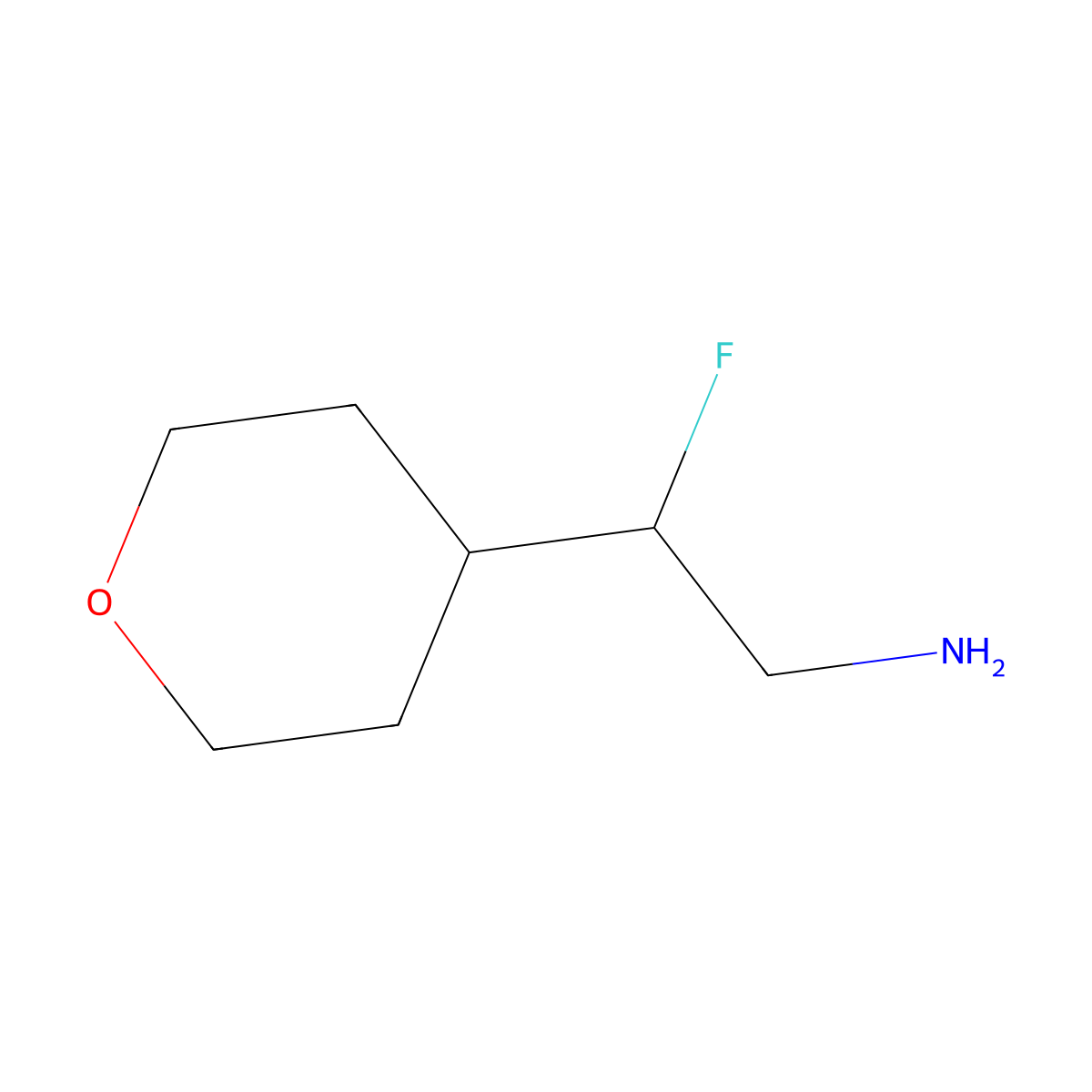 2-Fluoro-2-(oxan-4-yl)ethan-1-amine molecular structure, CAS 1566569-43-4
