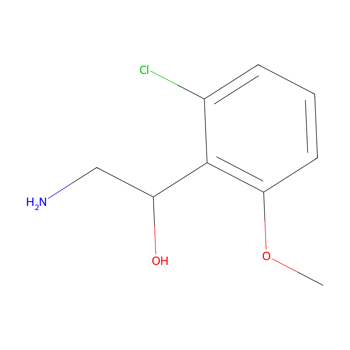 2-Amino-1-(2-chloro-6-methoxyphenyl)ethan-1-ol molecular structure, CAS 1566570-49-7