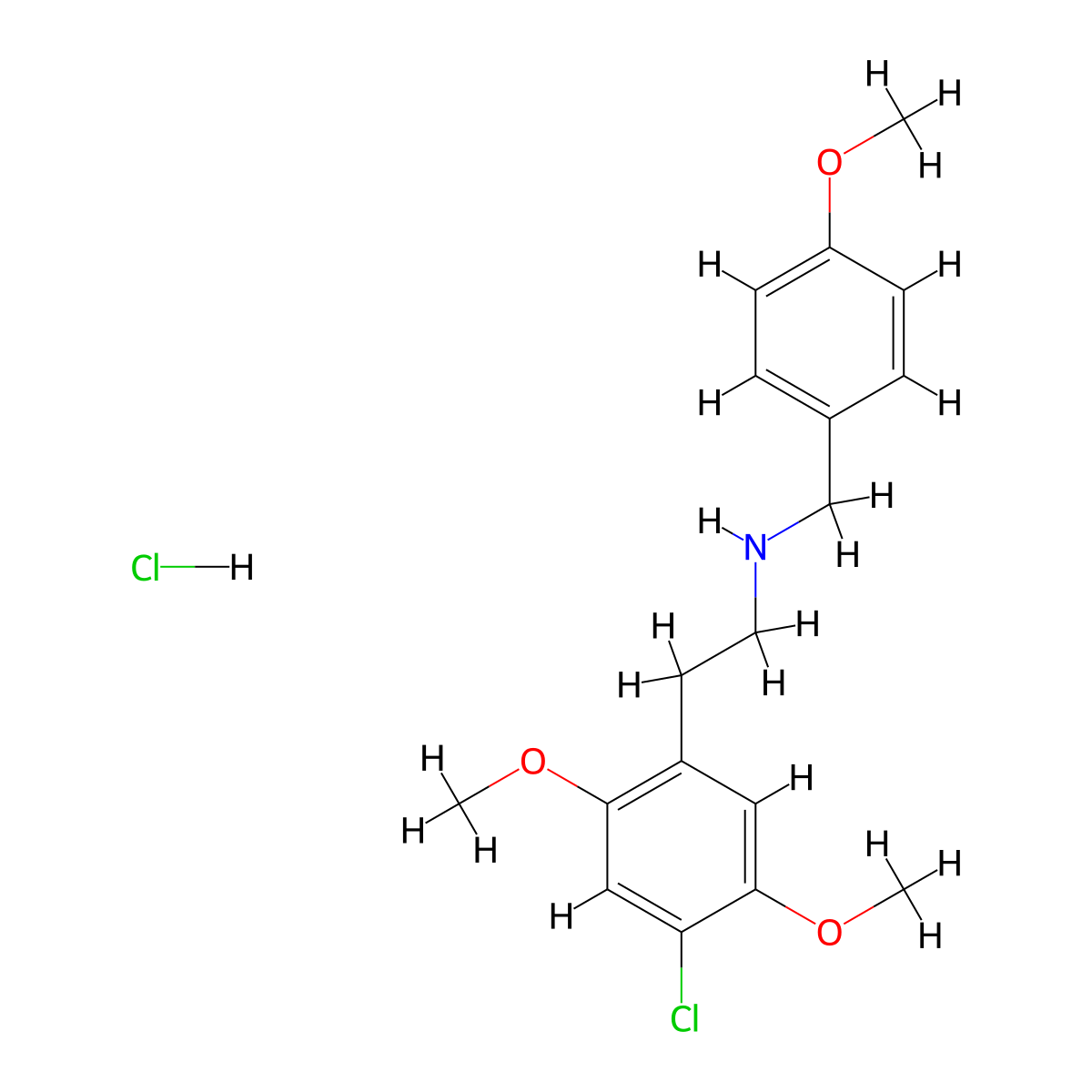4-Chloro-2,5-dimethoxy-N-(4-methoxybenzyl)phenethylamine hydrochloride molecular structure, CAS 1566571-58-1