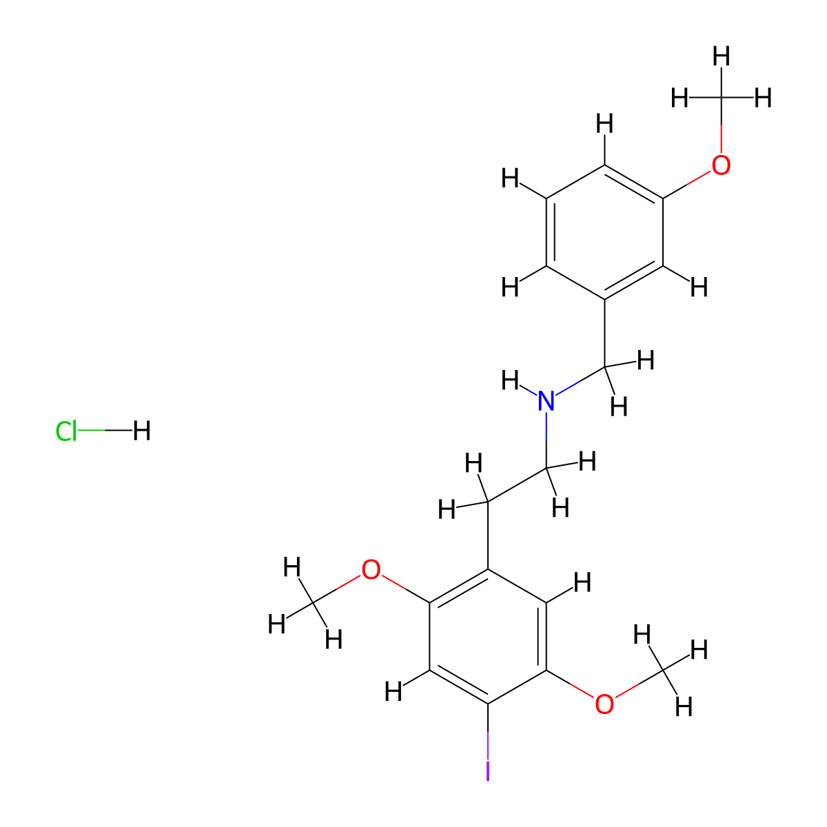 2-(4-Iodo-2,5-dimethoxyphenyl)-N-(3-methoxybenzyl)ethan-1-amine hydrochloride molecular structure, CAS 1566571-63-8