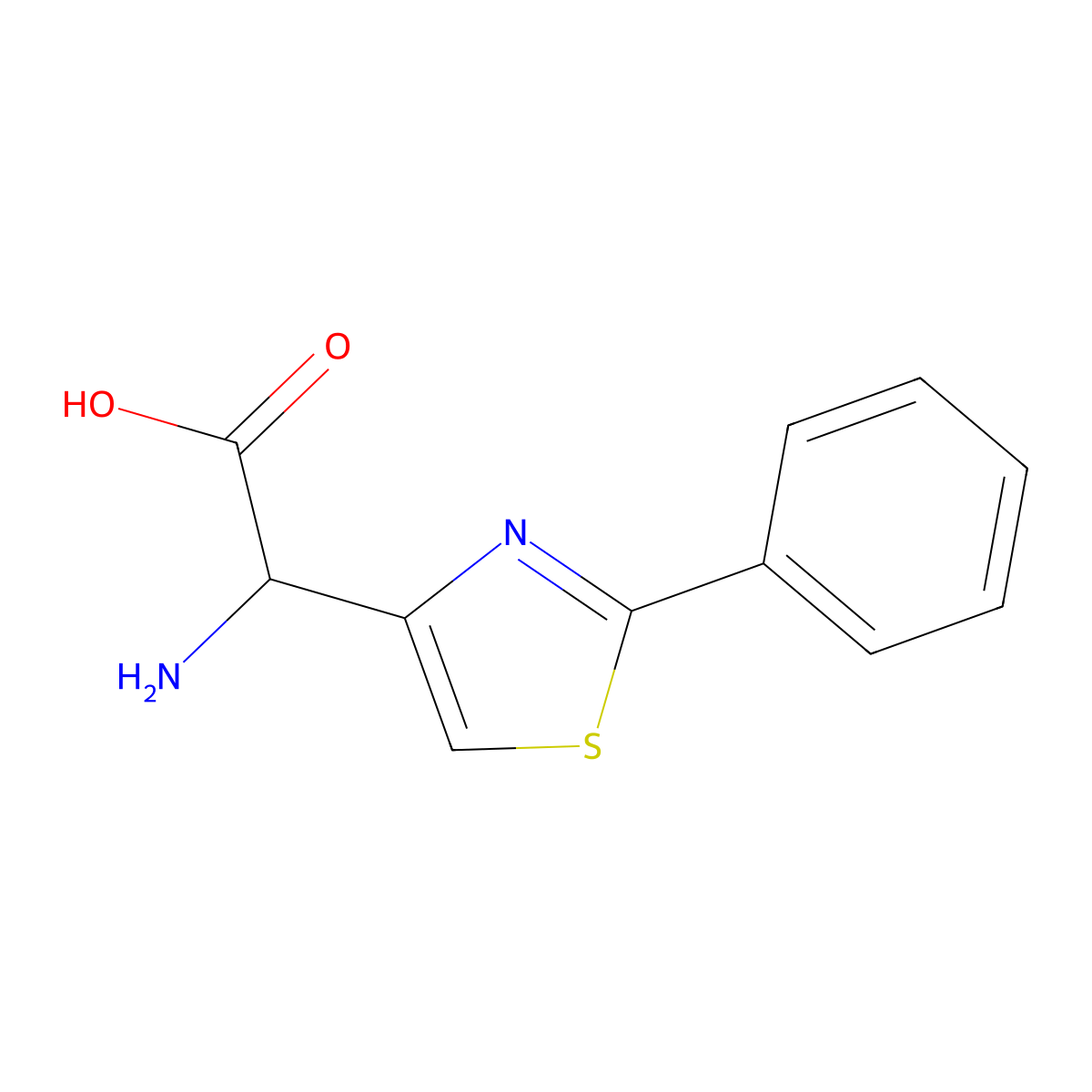2-Amino-2-(2-phenylthiazol-4-yl)acetic acid molecular structure, CAS 1566590-29-1