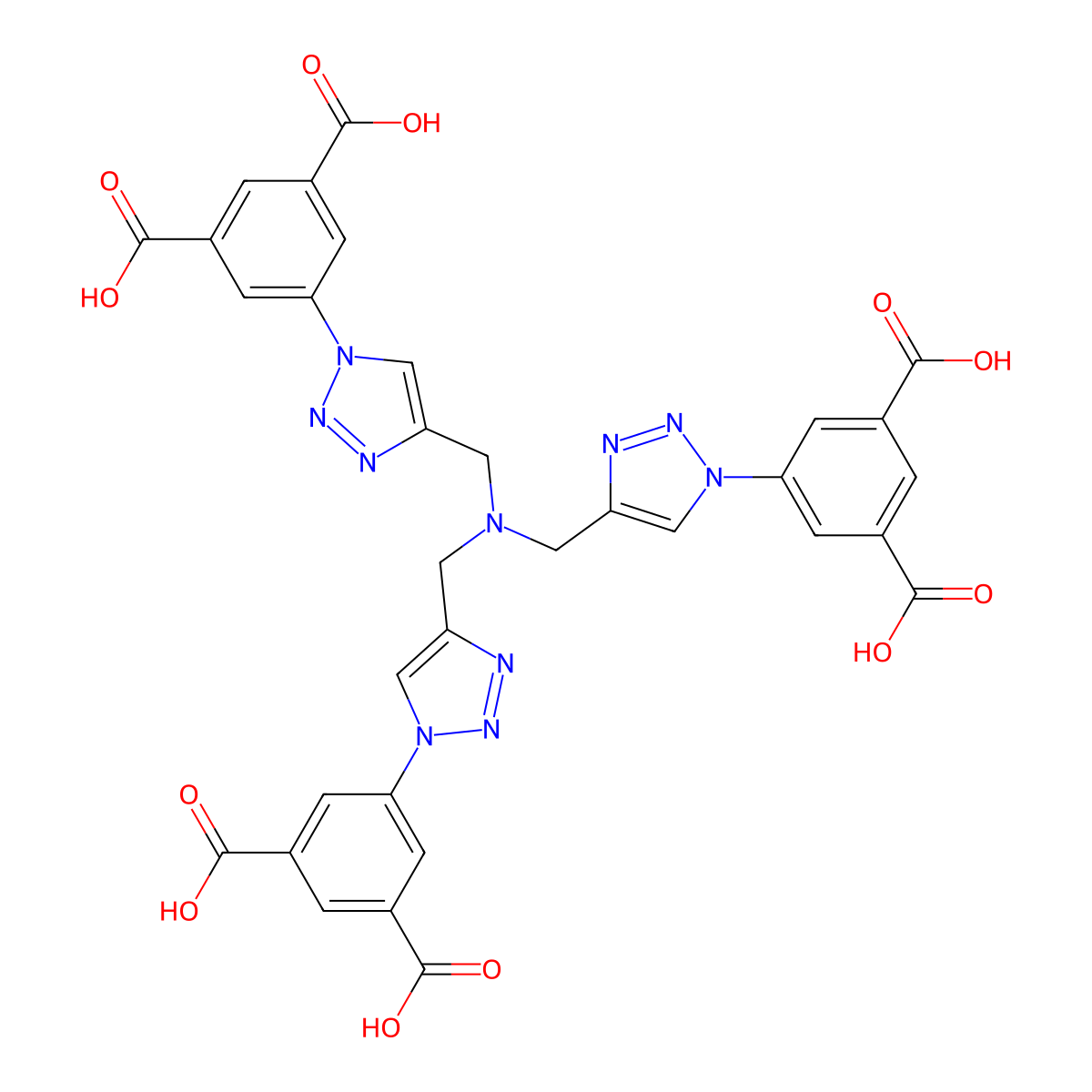5,5',5''-((Nitrilotris(methylene))tris(1H-1,2,3-triazole-4,1-diyl))triisophthalic acid molecular structure, CAS 1566598-36-4