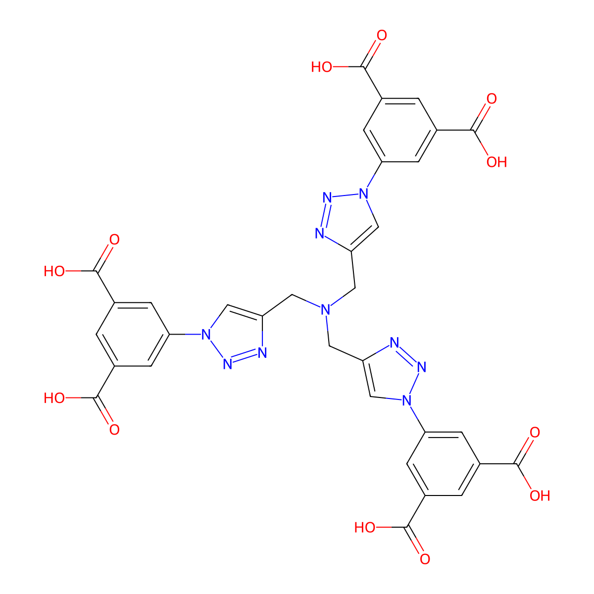 5,5',5''-((Nitrilotris(methylene))tris(1H-1,2,3-triazole-4,1-diyl))triisophthalic acid molecular structure, CAS 1566598-36-4