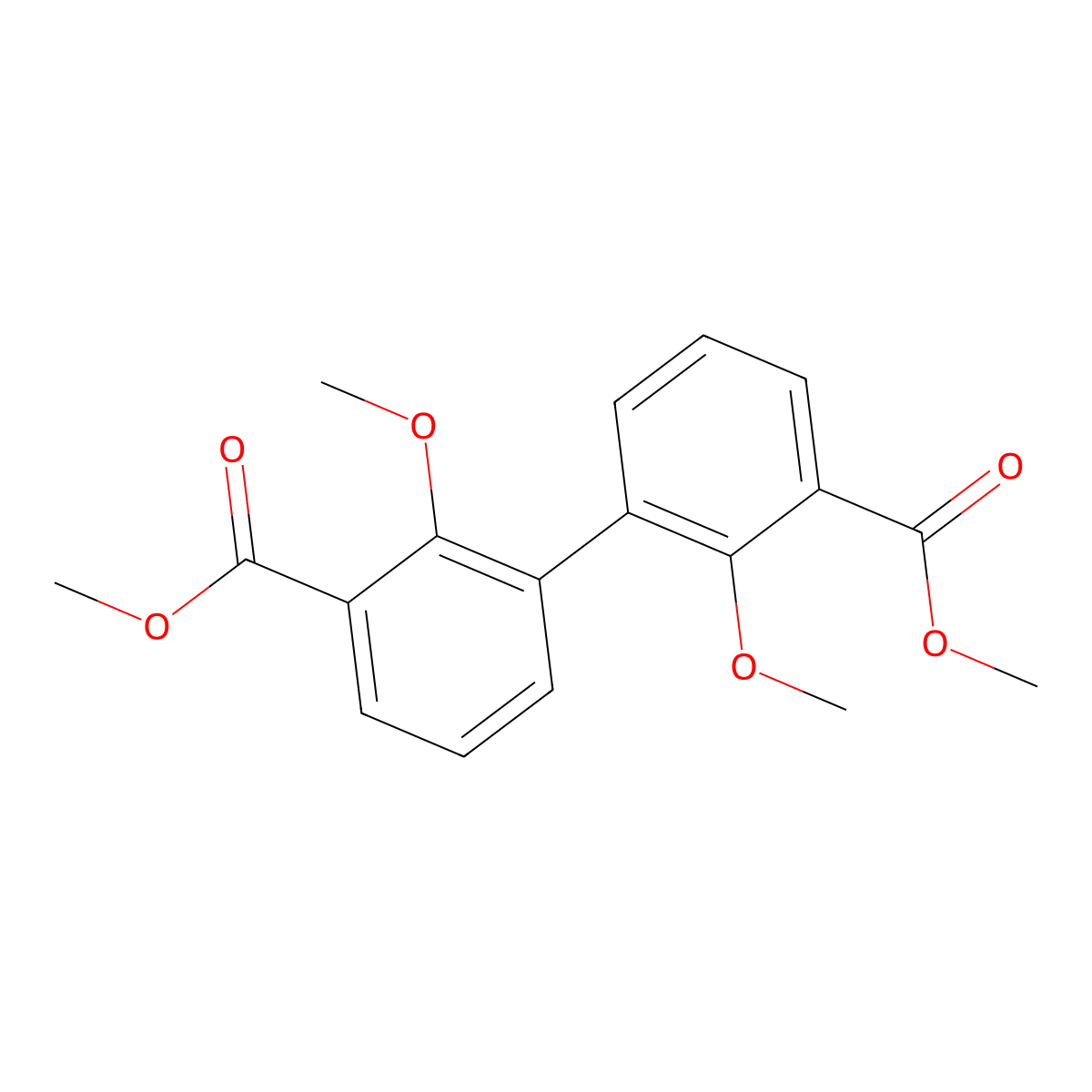 Dimethyl 2,2'-dimethoxy-[1,1'-biphenyl]-3,3'-dicarboxylate molecular structure, CAS 156660-23-0