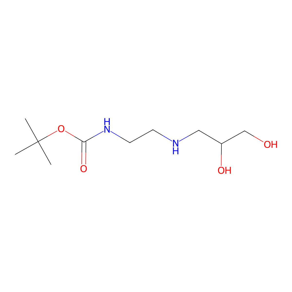 tert-butyl N-{2-[(2,3-dihydroxypropyl)amino]ethyl}carbamate molecular structure, CAS 1566622-32-9