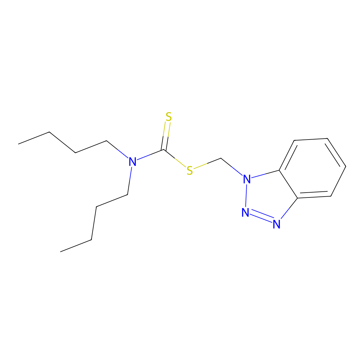 benzotriazol-1-ylmethyl N,N-dibutylcarbamodithioate molecular structure, CAS 156664-38-9