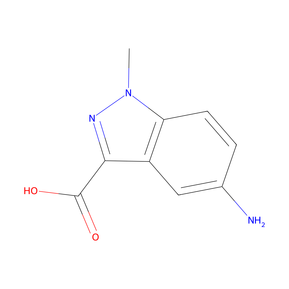 5-amino-1-methyl-1H-indazole-3-carboxylic acid molecular structure, CAS 1566649-46-4