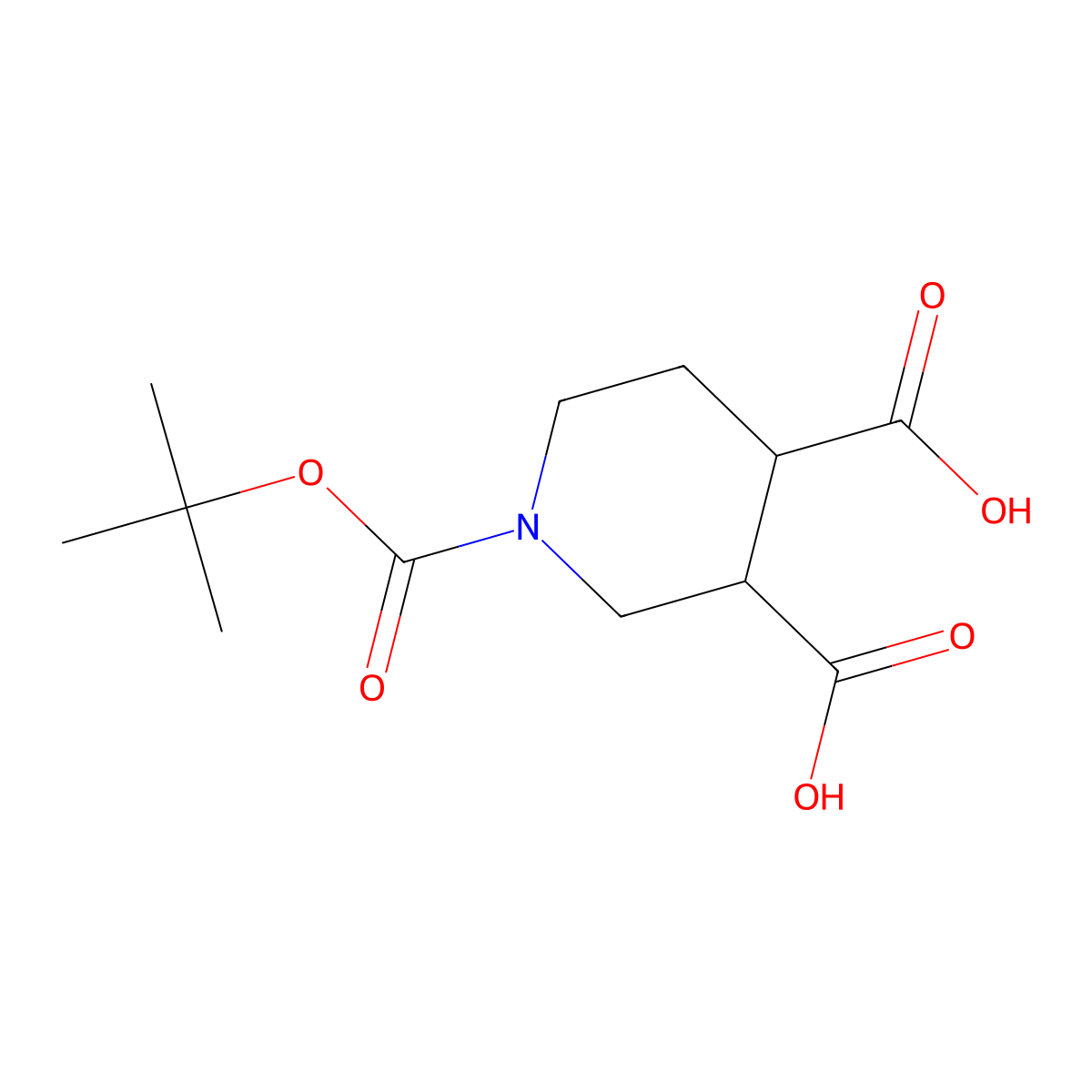 1-[(Tert-butoxy)carbonyl]piperidine-3,4-dicarboxylic acid molecular structure, CAS 1566652-41-2