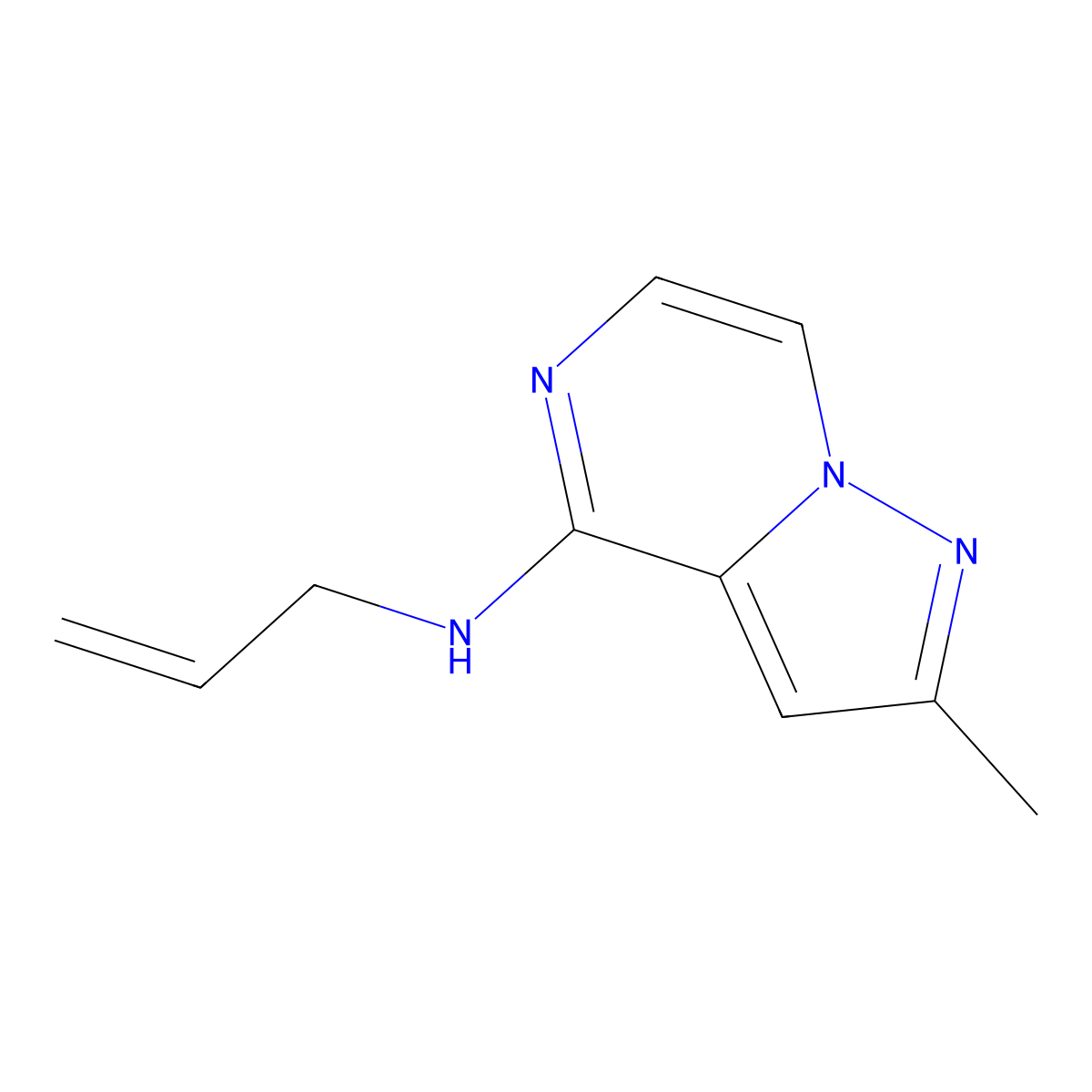 2-methyl-N-(prop-2-en-1-yl)pyrazolo[1,5-a]pyrazin-4-amine molecular structure, CAS 1566660-09-0