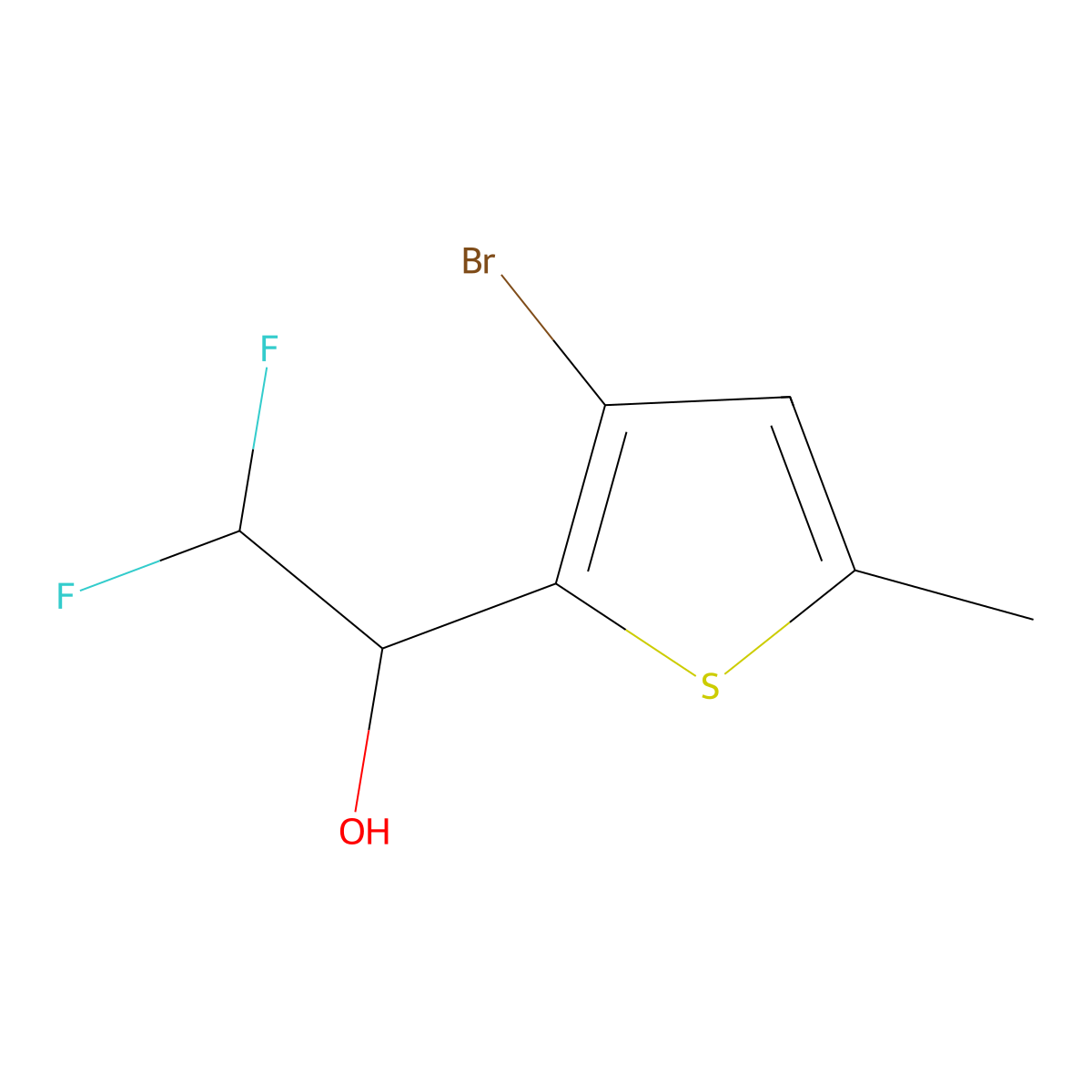 1-(3-Bromo-5-methylthiophen-2-yl)-2,2-difluoroethan-1-ol molecular structure, CAS 1566665-28-8