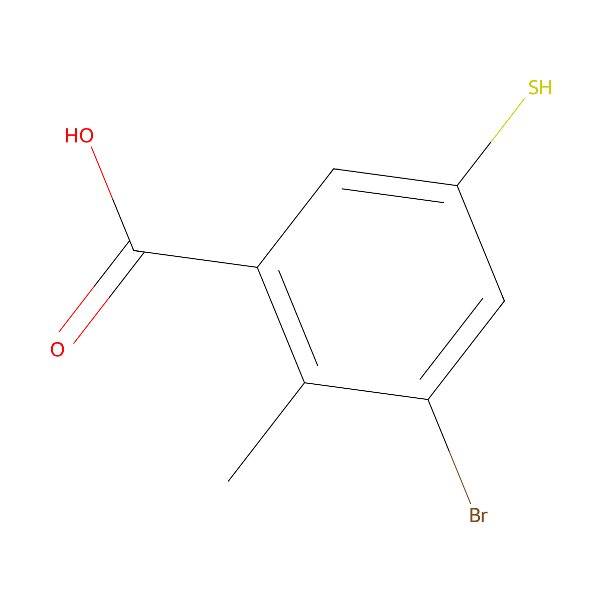 3-Bromo-5-mercapto-2-methylbenzoic acid molecular structure, CAS 1566672-01-2