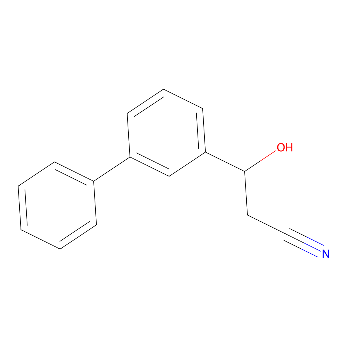 3-Hydroxy-3-(3-phenylphenyl)propanenitrile molecular structure, CAS 156668-90-5