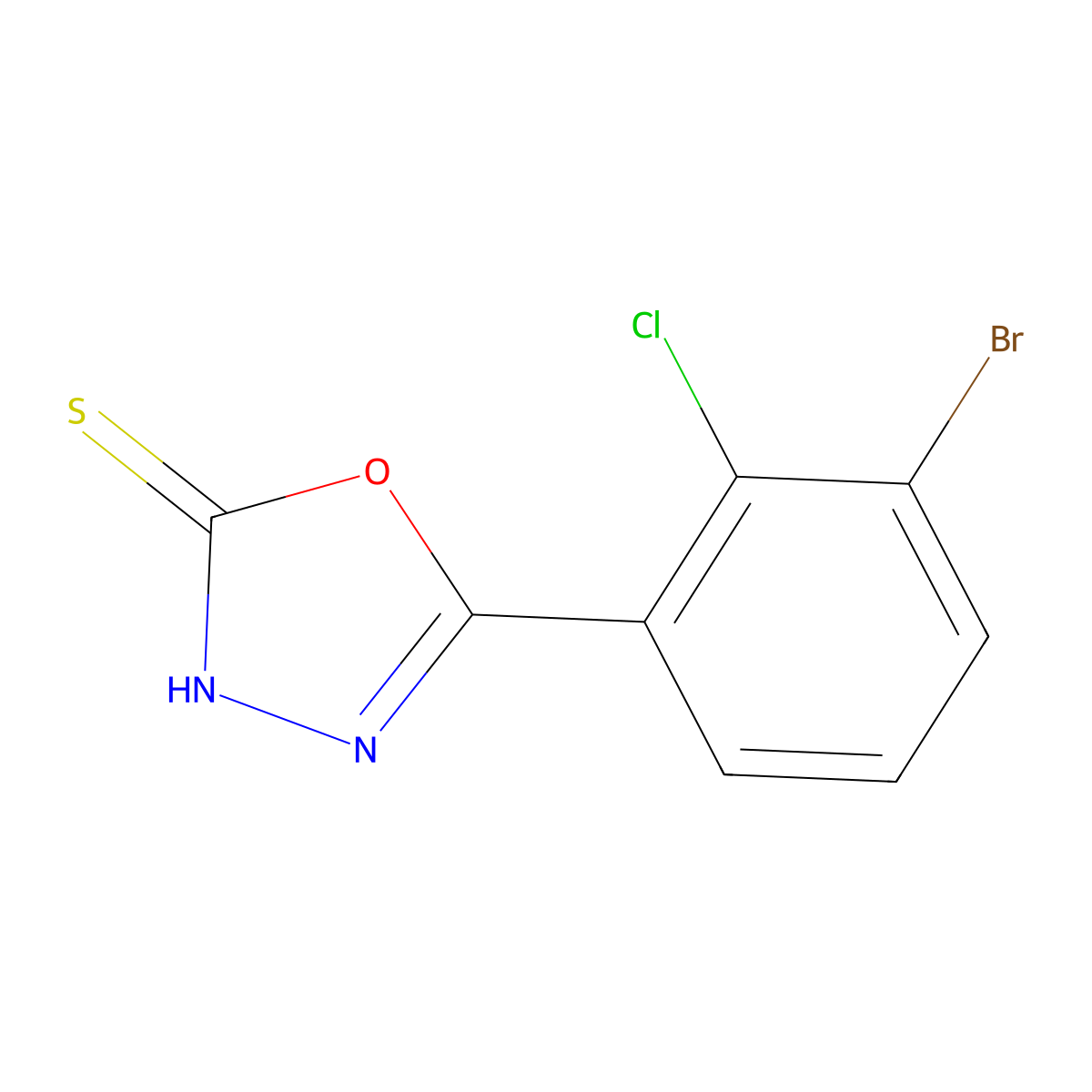 5-(3-Bromo-2-chlorophenyl)-1,3,4-oxadiazole-2-thiol molecular structure, CAS 1566682-60-7