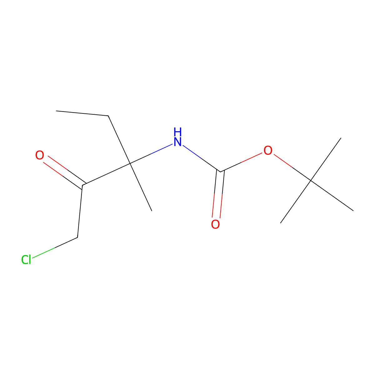 tert-butyl N-(1-chloro-3-methyl-2-oxopentan-3-yl)carbamate molecular structure, CAS 1566698-46-1