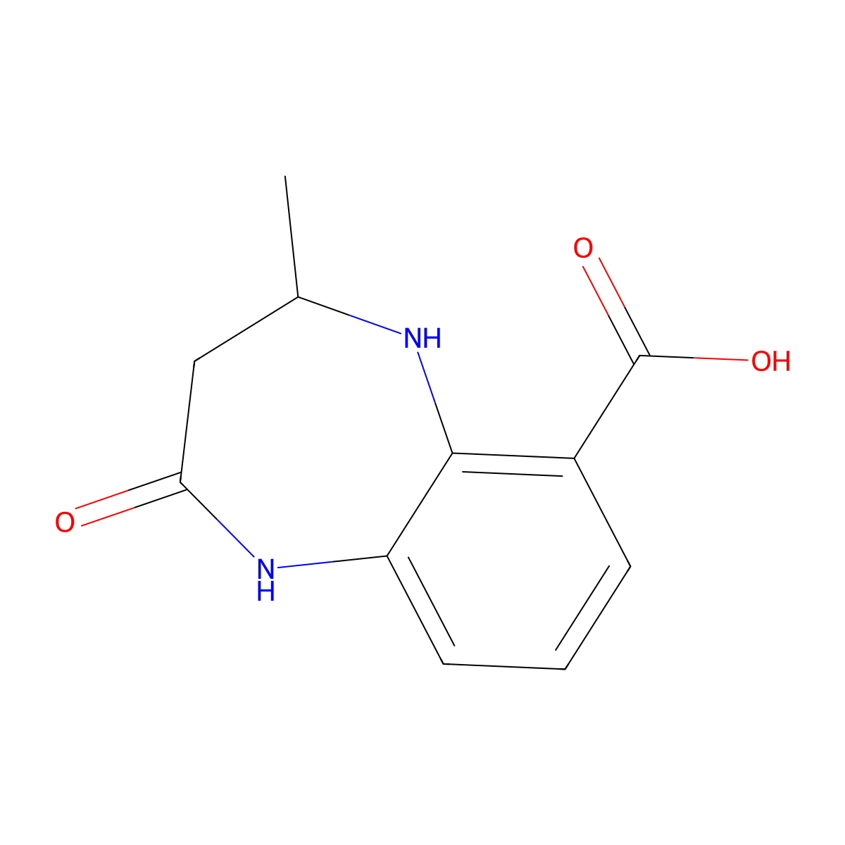 4-methyl-2-oxo-2,3,4,5-tetrahydro-1H-1,5-benzodiazepine-6-carboxylic acid molecular structure, CAS 1566721-74-1