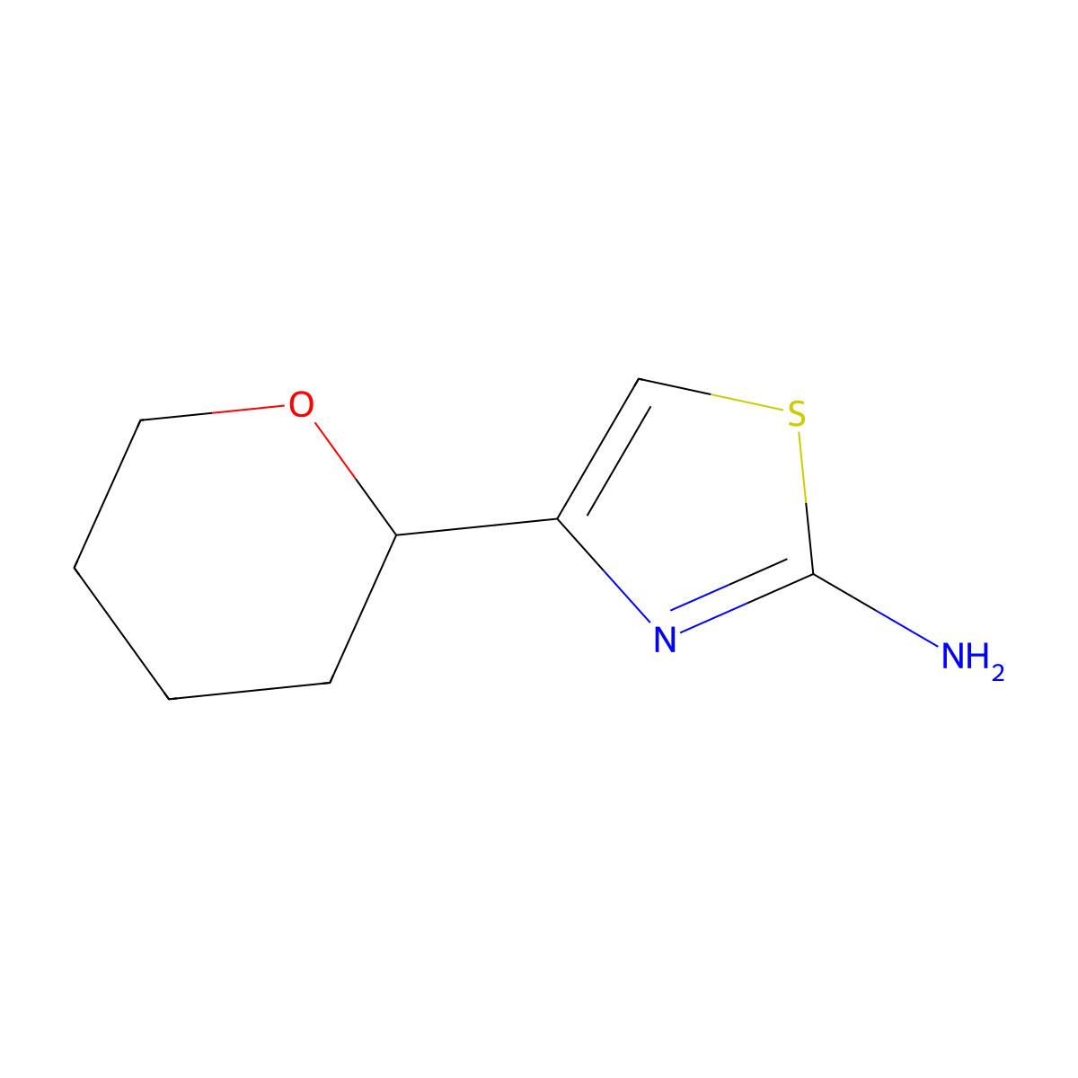 4-(Oxan-2-yl)-1,3-thiazol-2-amine molecular structure, CAS 1566728-95-7