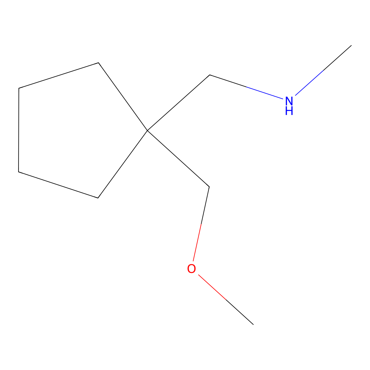 1-(1-(Methoxymethyl)cyclopentyl)-N-methylmethanamine molecular structure, CAS 1566738-01-9