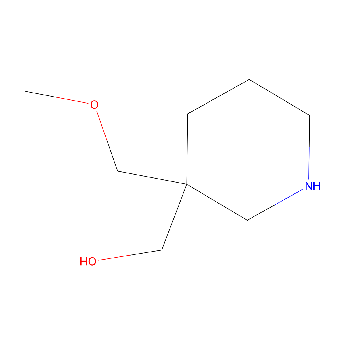[3-(Methoxymethyl)piperidin-3-yl]methanol molecular structure, CAS 1566744-83-9