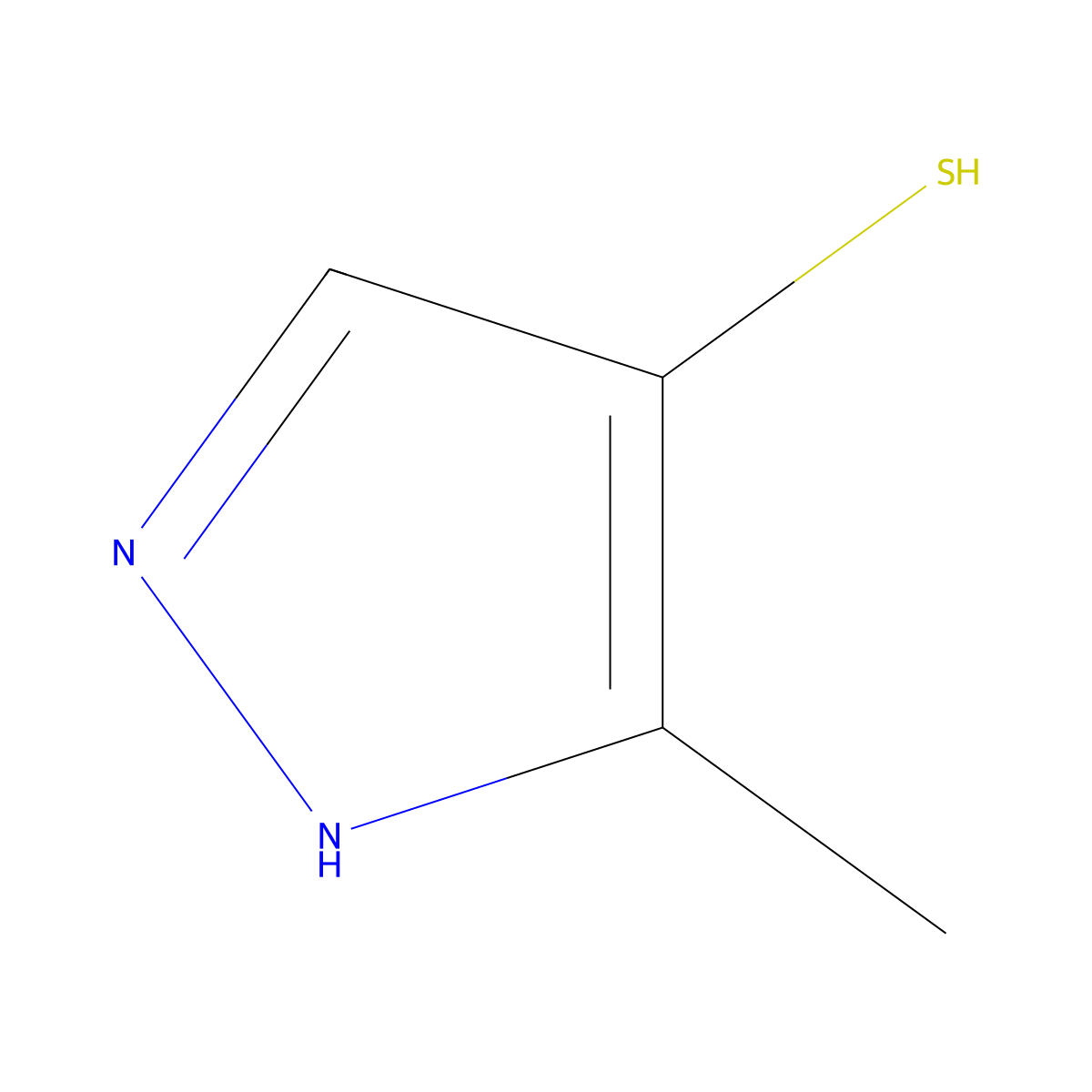 3-methyl-1H-pyrazole-4-thiol molecular structure, CAS 1566746-13-1