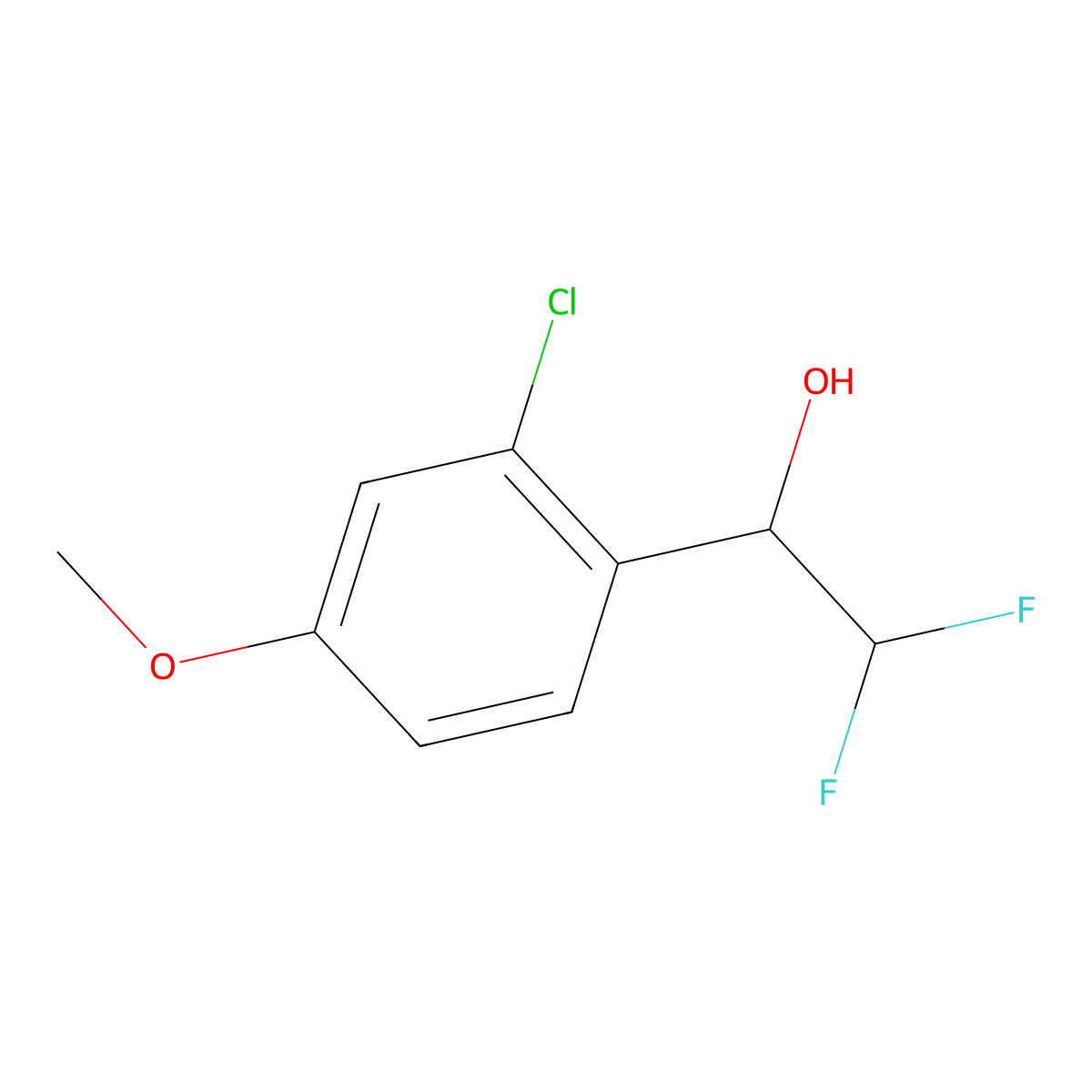 1-(2-Chloro-4-methoxyphenyl)-2,2-difluoroethan-1-ol molecular structure, CAS 1566748-28-4