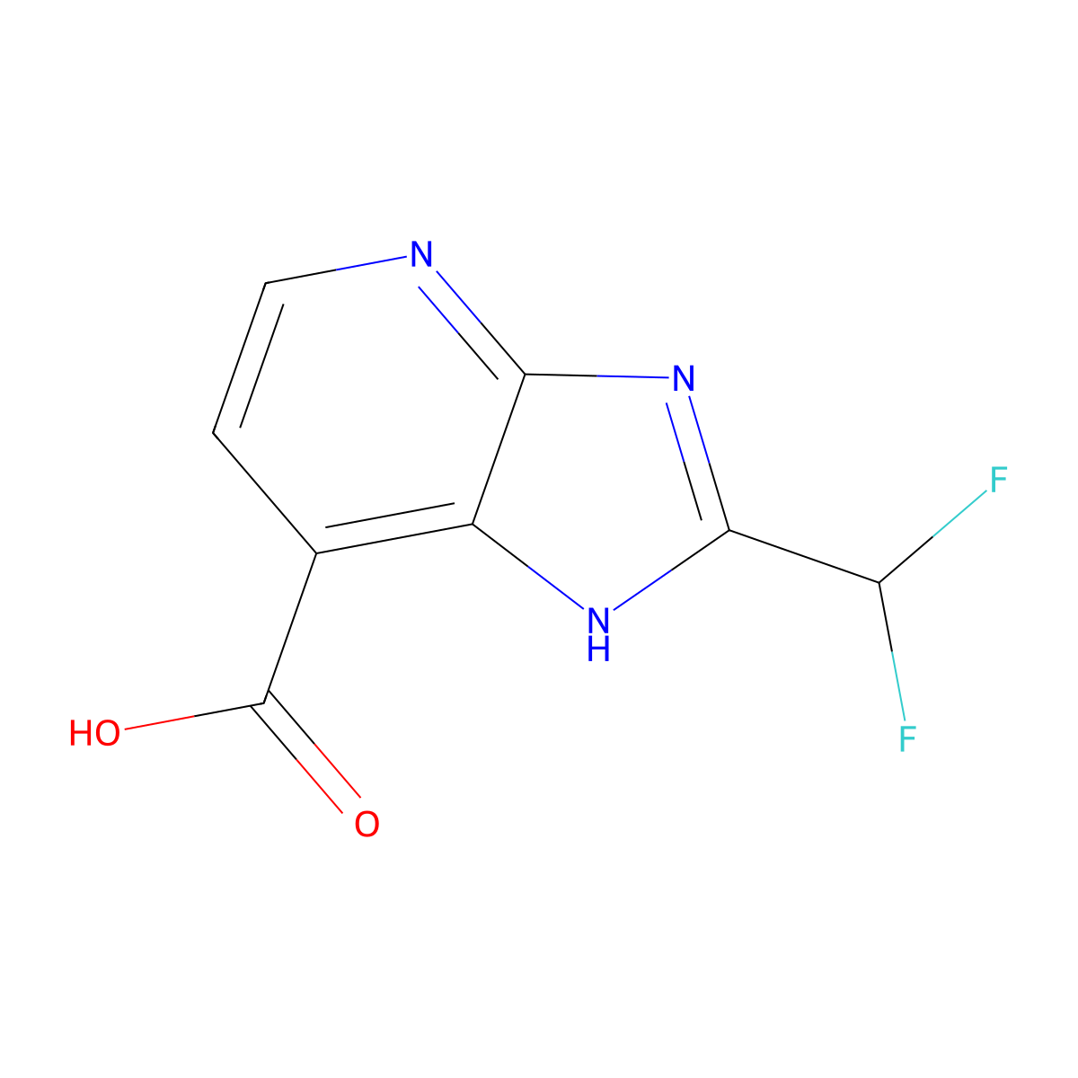 2-(difluoromethyl)-3H-imidazo(4,5-b)pyridine-7-carboxylic acid molecular structure, CAS 1566750-42-2