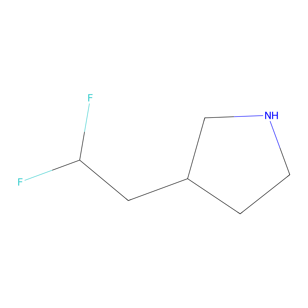 3-(2,2-Difluoroethyl)pyrrolidine molecular structure, CAS 1566754-28-6