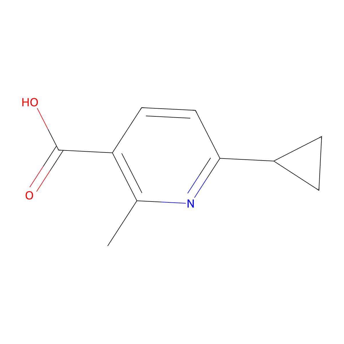6-Cyclopropyl-2-methylpyridine-3-carboxylic acid molecular structure, CAS 1566760-56-2