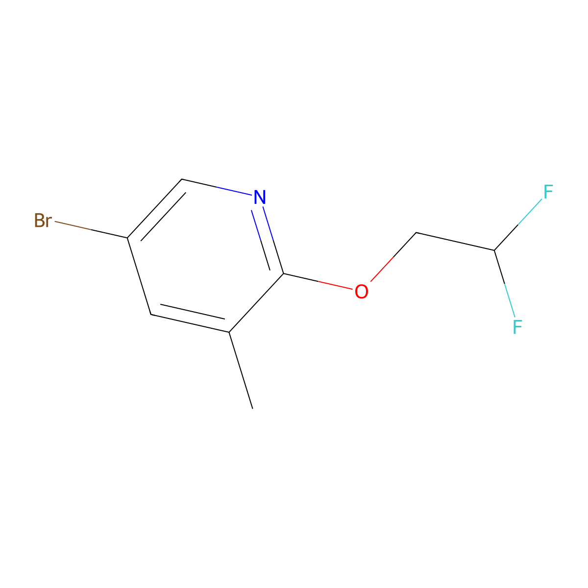 5-Bromo-2-(2,2-difluoroethoxy)-3-methylpyridine molecular structure, CAS 1566764-20-2