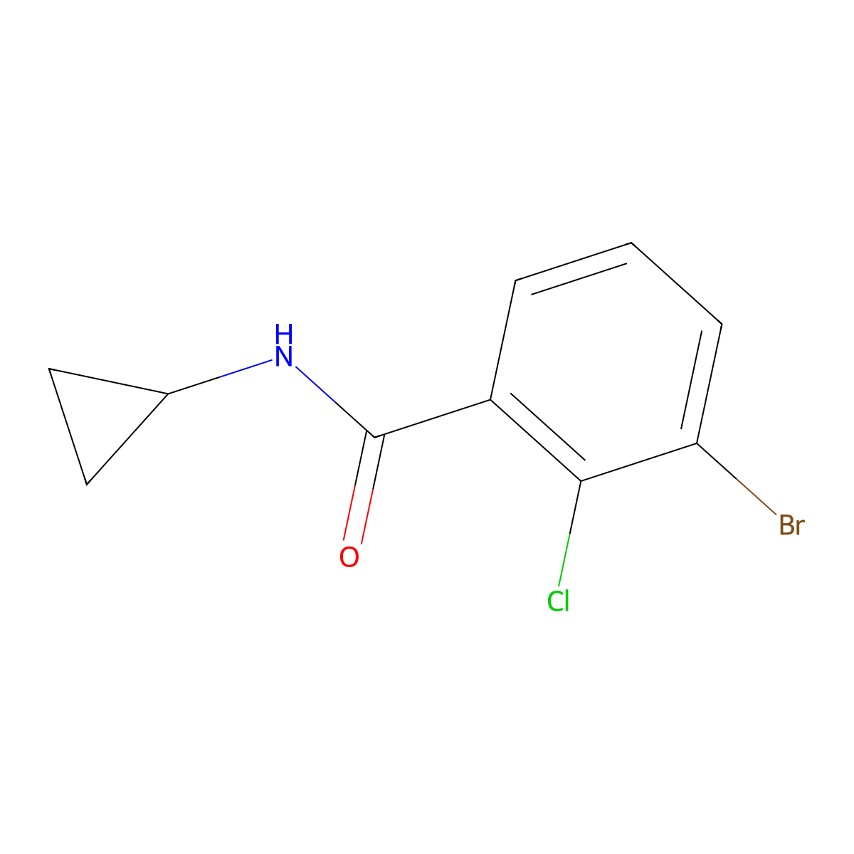 3-bromo-2-chloro-N-cyclopropylbenzamide molecular structure, CAS 1566785-71-4