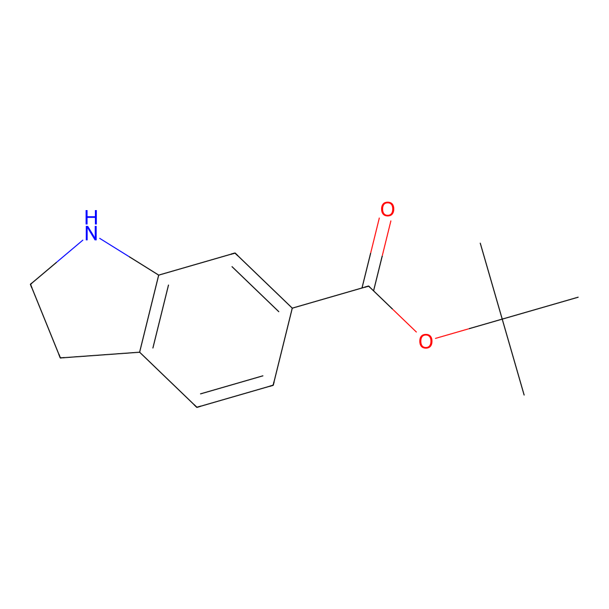 tert-butyl 2,3-dihydro-1H-indole-6-carboxylate molecular structure, CAS 1566794-48-6