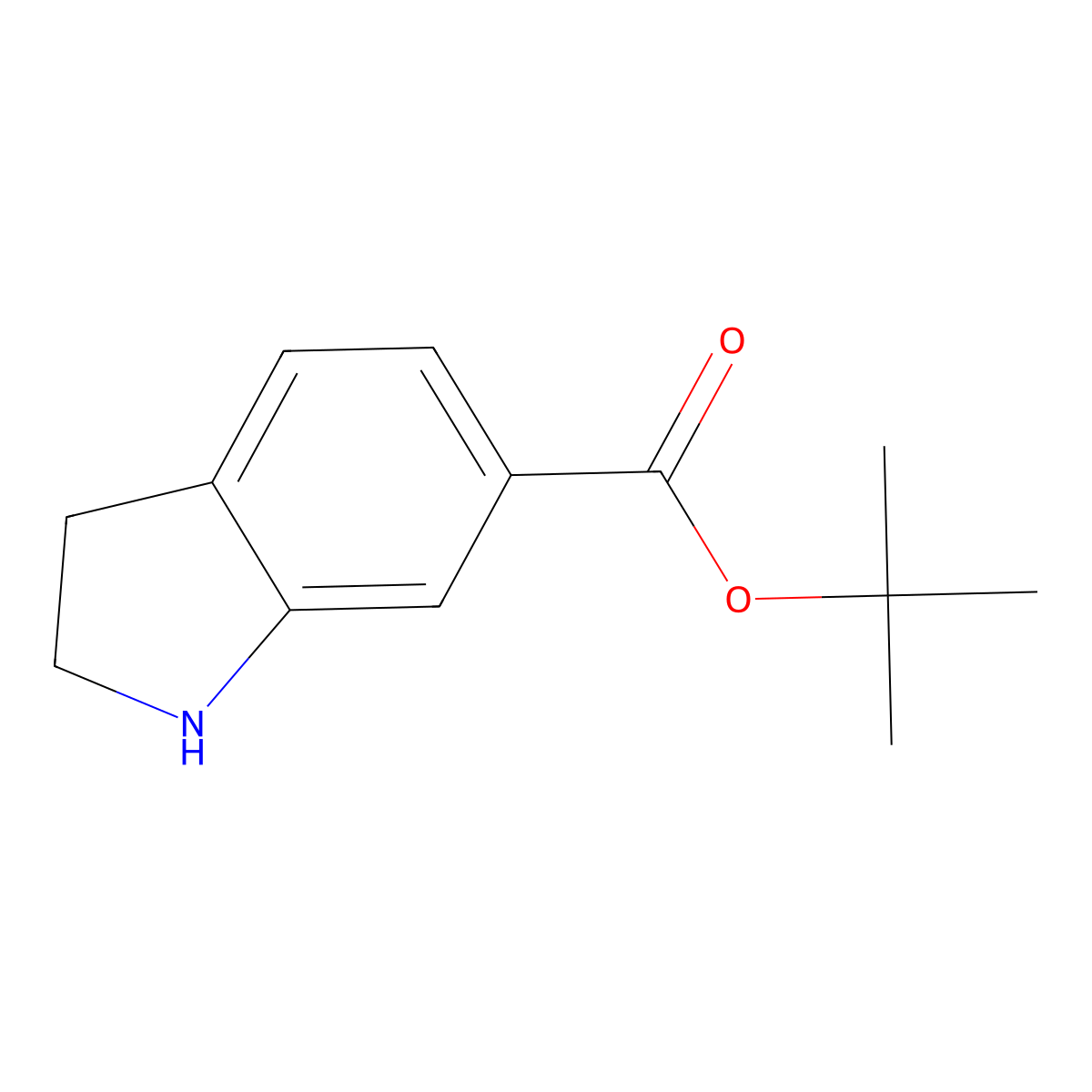 tert-butyl 2,3-dihydro-1H-indole-6-carboxylate molecular structure, CAS 1566794-48-6