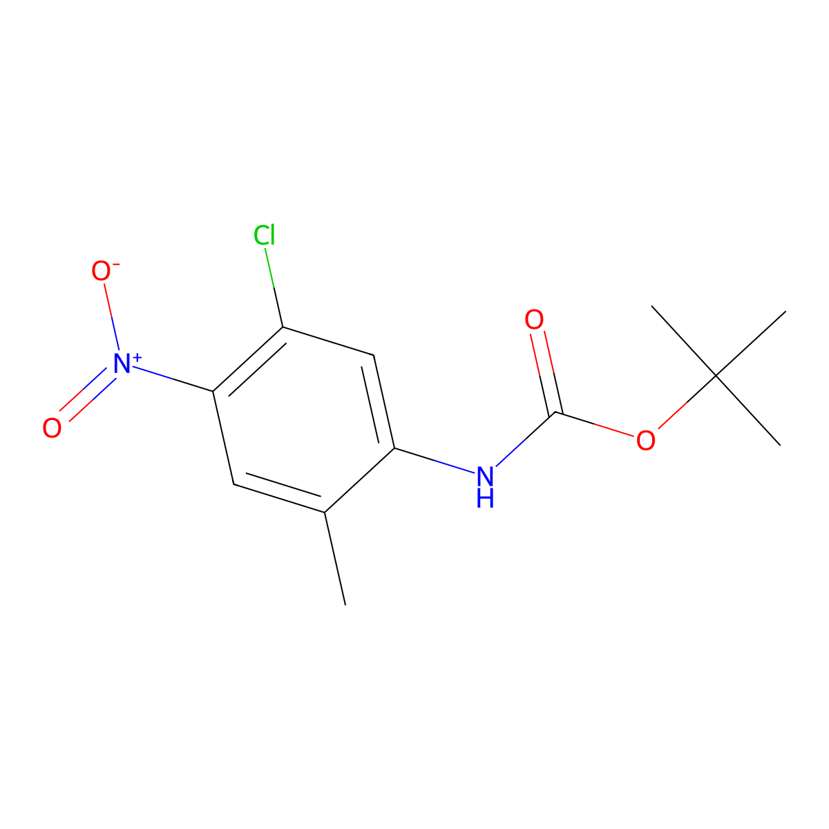 tert-butyl N-(5-chloro-2-methyl-4-nitrophenyl)carbamate molecular structure, CAS 1566799-12-9