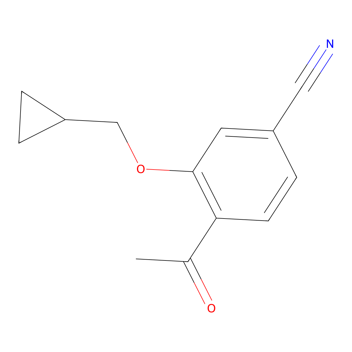 4-Acetyl-3-(cyclopropylmethoxy)benzonitrile molecular structure, CAS 1566804-08-7