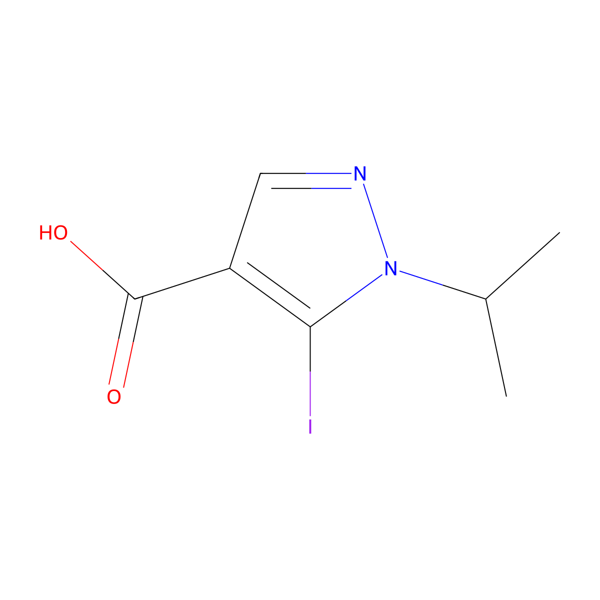 5-iodo-1-(propan-2-yl)-1H-pyrazole-4-carboxylic acid molecular structure, CAS 1566806-22-1