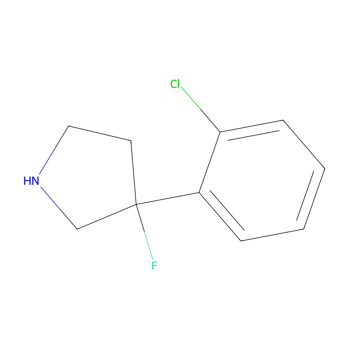 3-(2-Chlorophenyl)-3-fluoropyrrolidine molecular structure, CAS 1566812-83-6